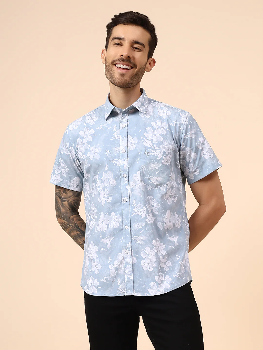 Casual Shirt for Men | Breathable & Soft with Color Fastness Regular Fit Spread Collar Neck Viscose Fabric Printed Pattern - Image 2