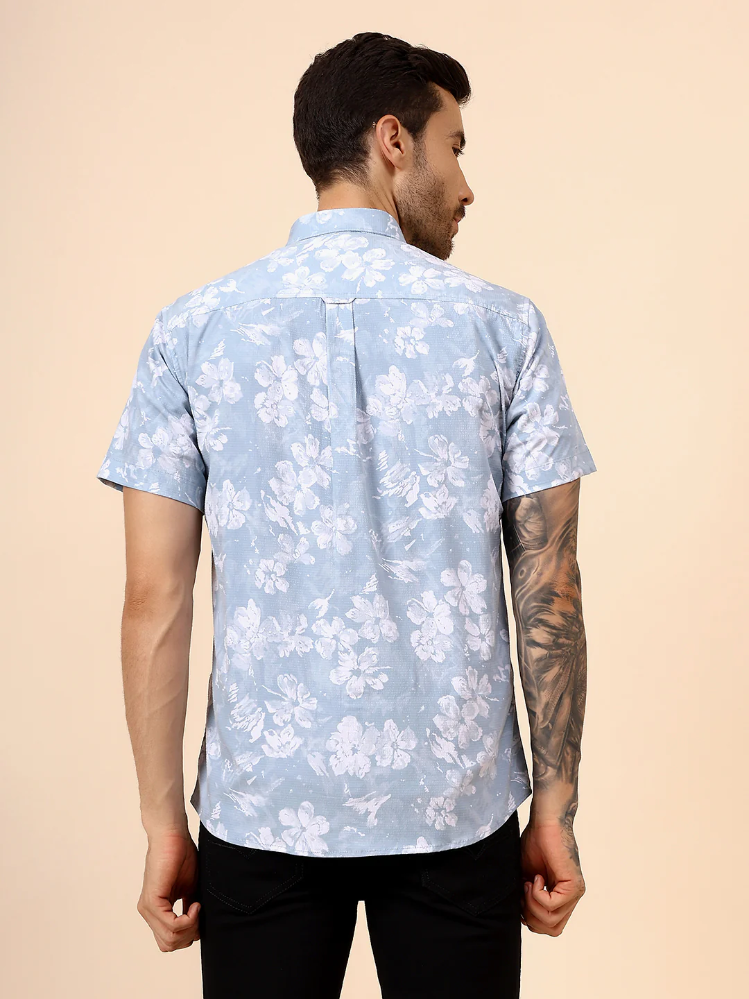 Casual Shirt for Men | Breathable & Soft with Color Fastness Regular Fit Spread Collar Neck Viscose Fabric Printed Pattern - Image 5