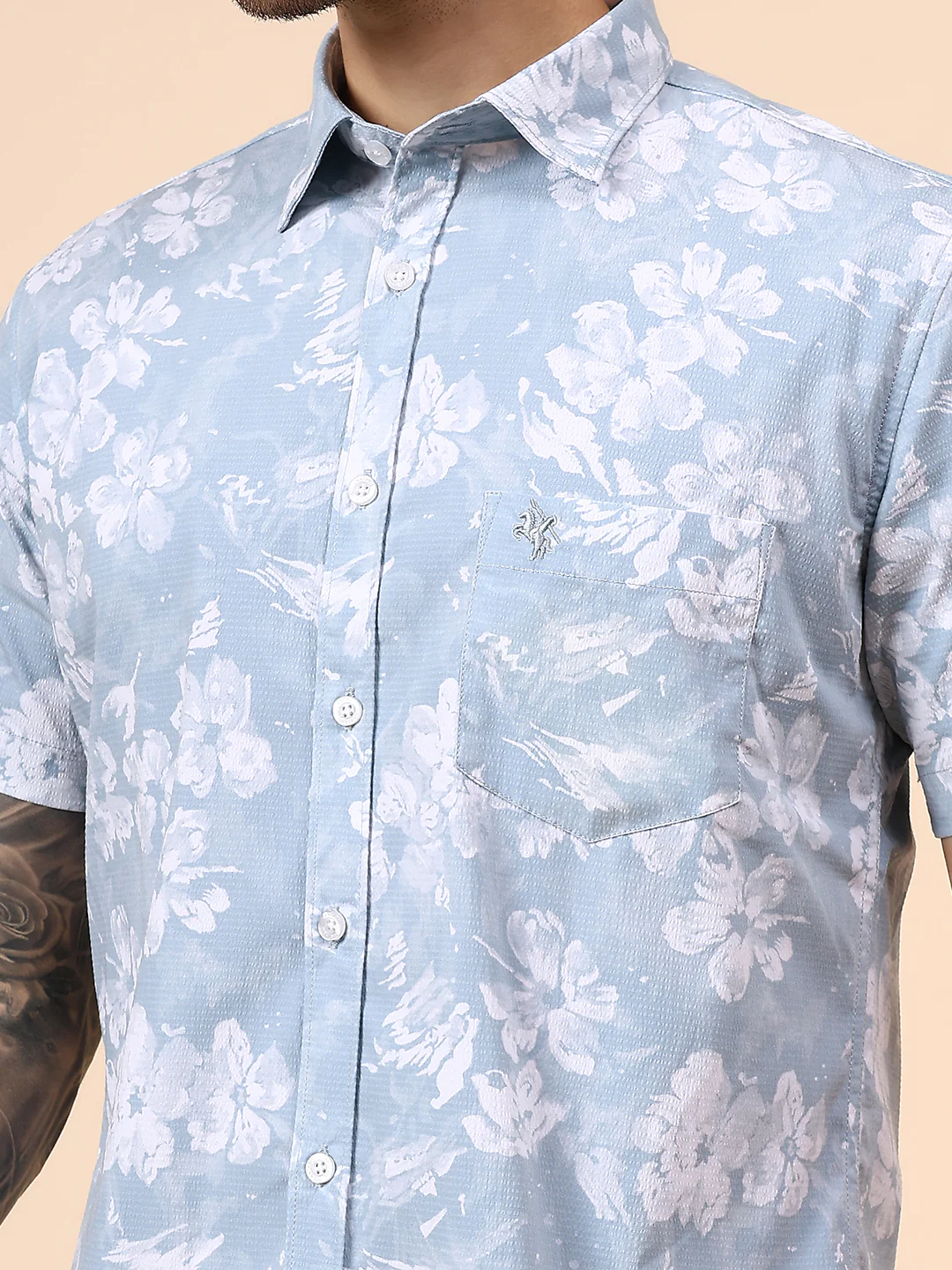 Casual Shirt for Men | Breathable & Soft with Color Fastness Regular Fit Spread Collar Neck Viscose Fabric Printed Pattern - Image 6