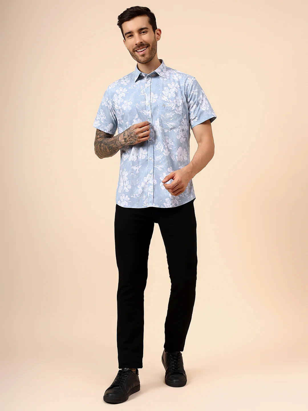 Casual Shirt for Men | Breathable & Soft with Color Fastness Regular Fit Spread Collar Neck Viscose Fabric Printed Pattern - Image 7