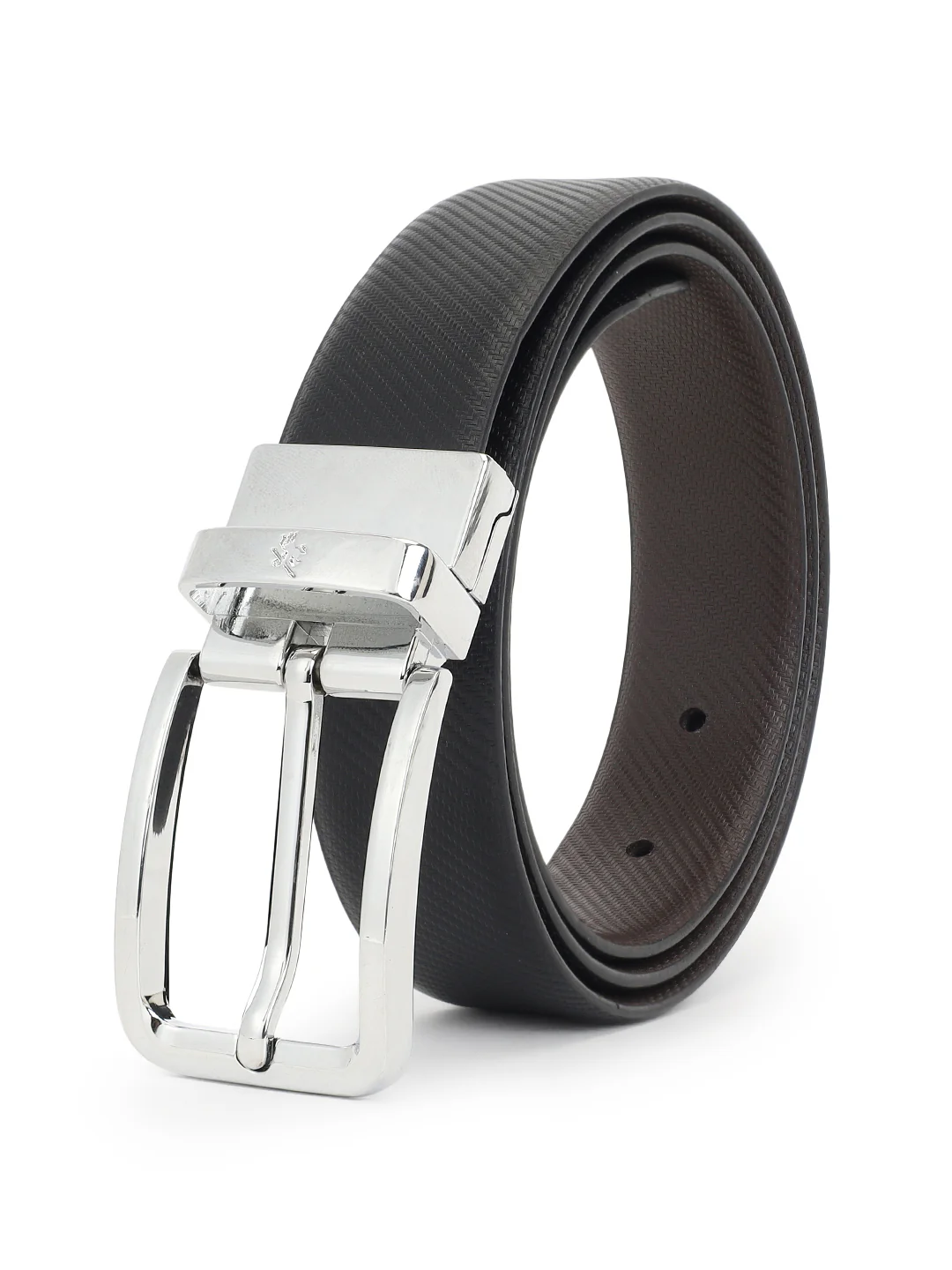 Men's Textured Black Brown Reversible Formal Belt - Image 3