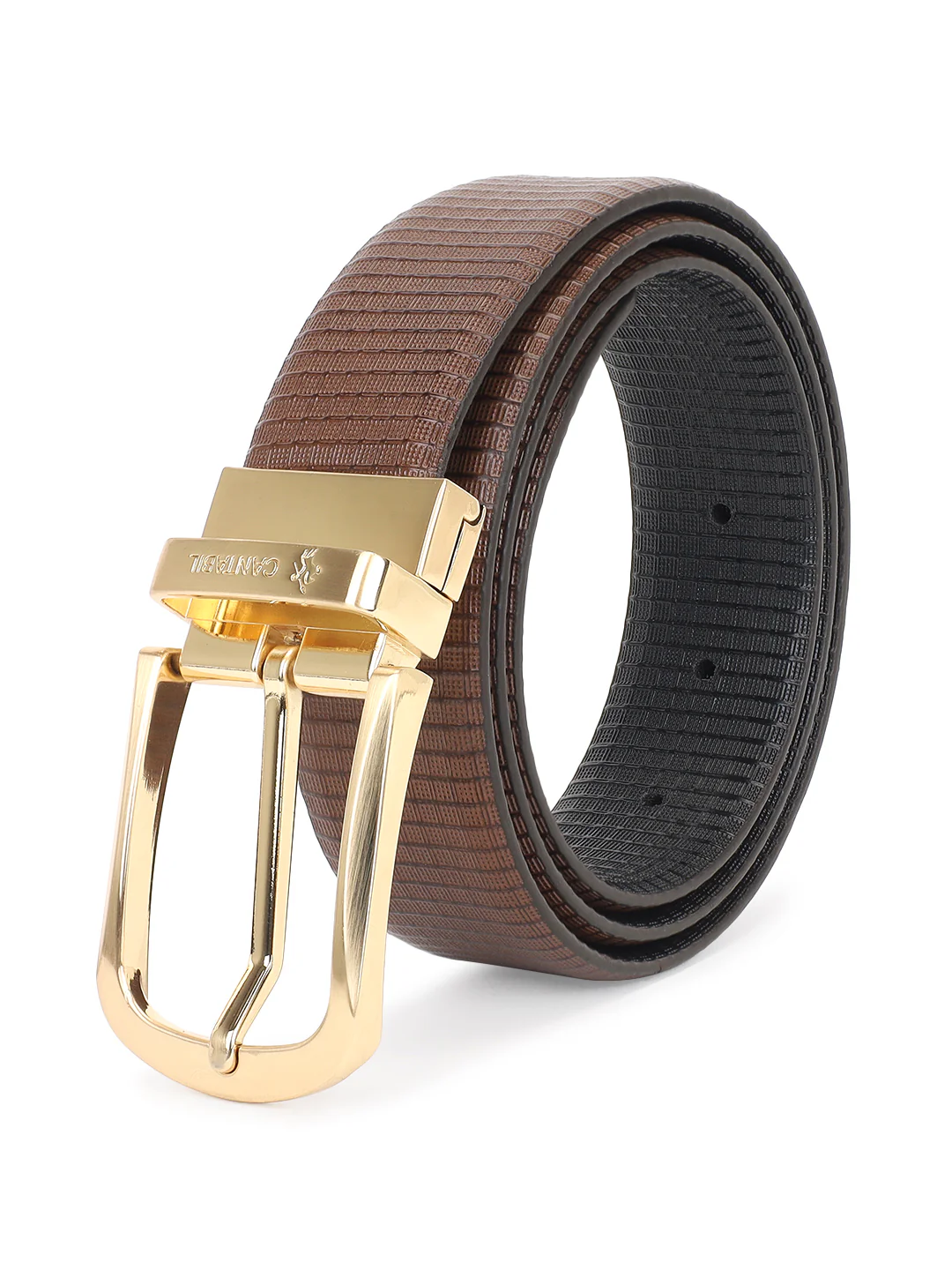Men's Textured Black Brown Reversible Formal Belt - Image 2