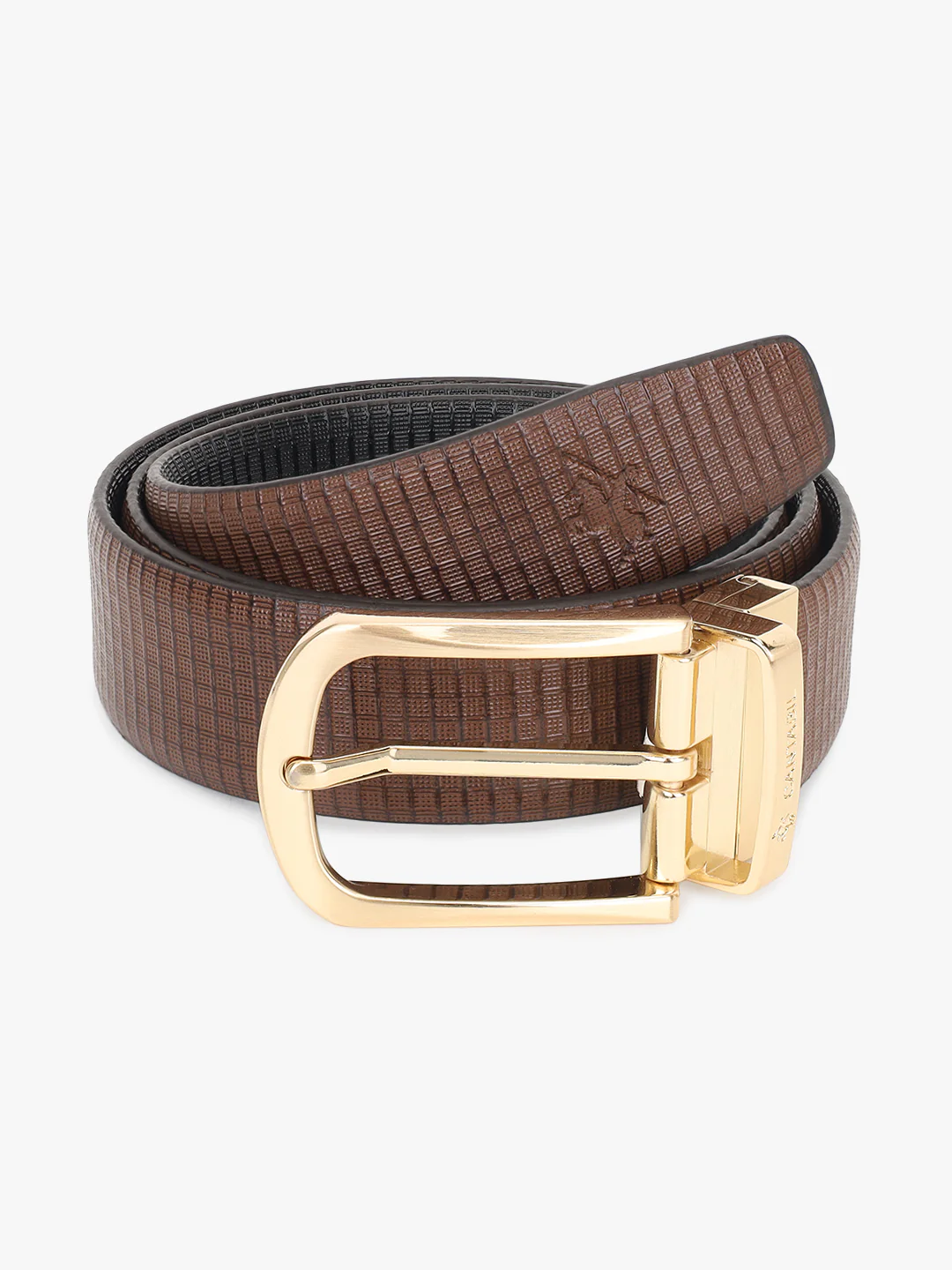 Men's Textured Black Brown Reversible Formal Belt - Image 3