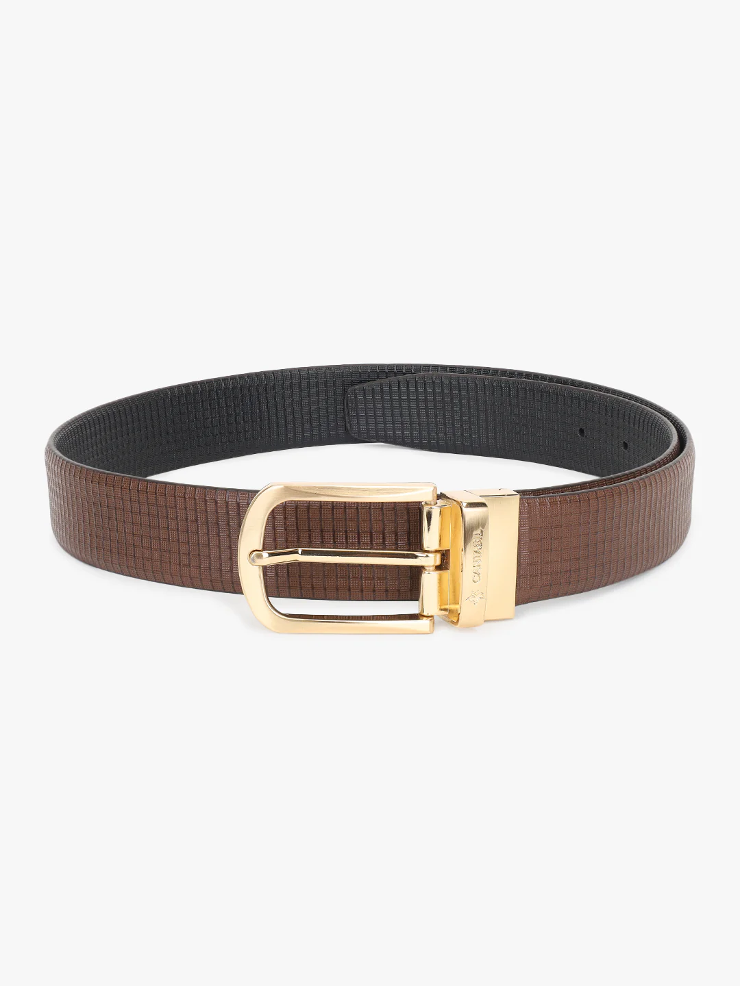 Men's Textured Black Brown Reversible Formal Belt - Image 5