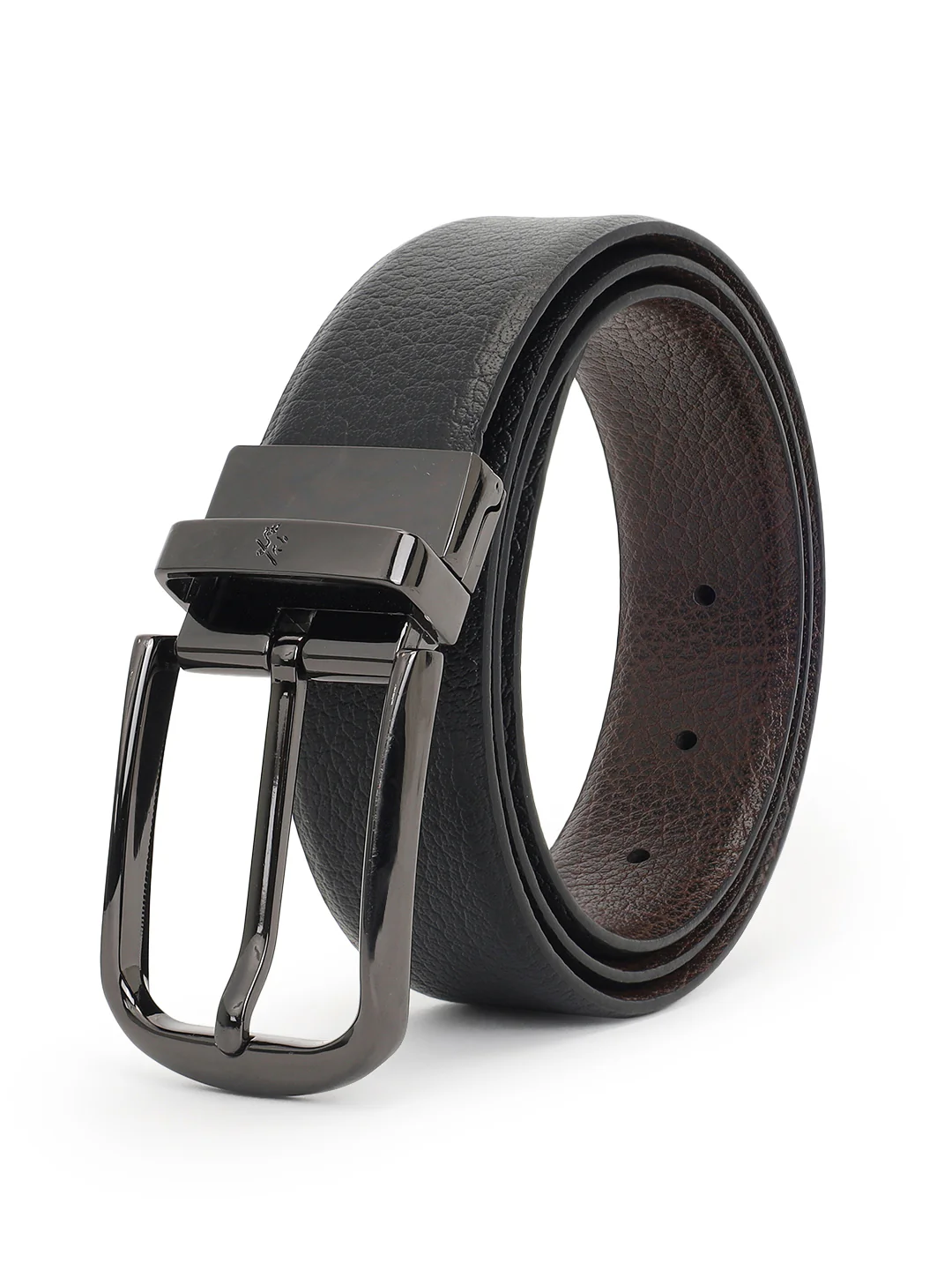 Men's Textured Black Brown Reversible Formal Belt - Image 2