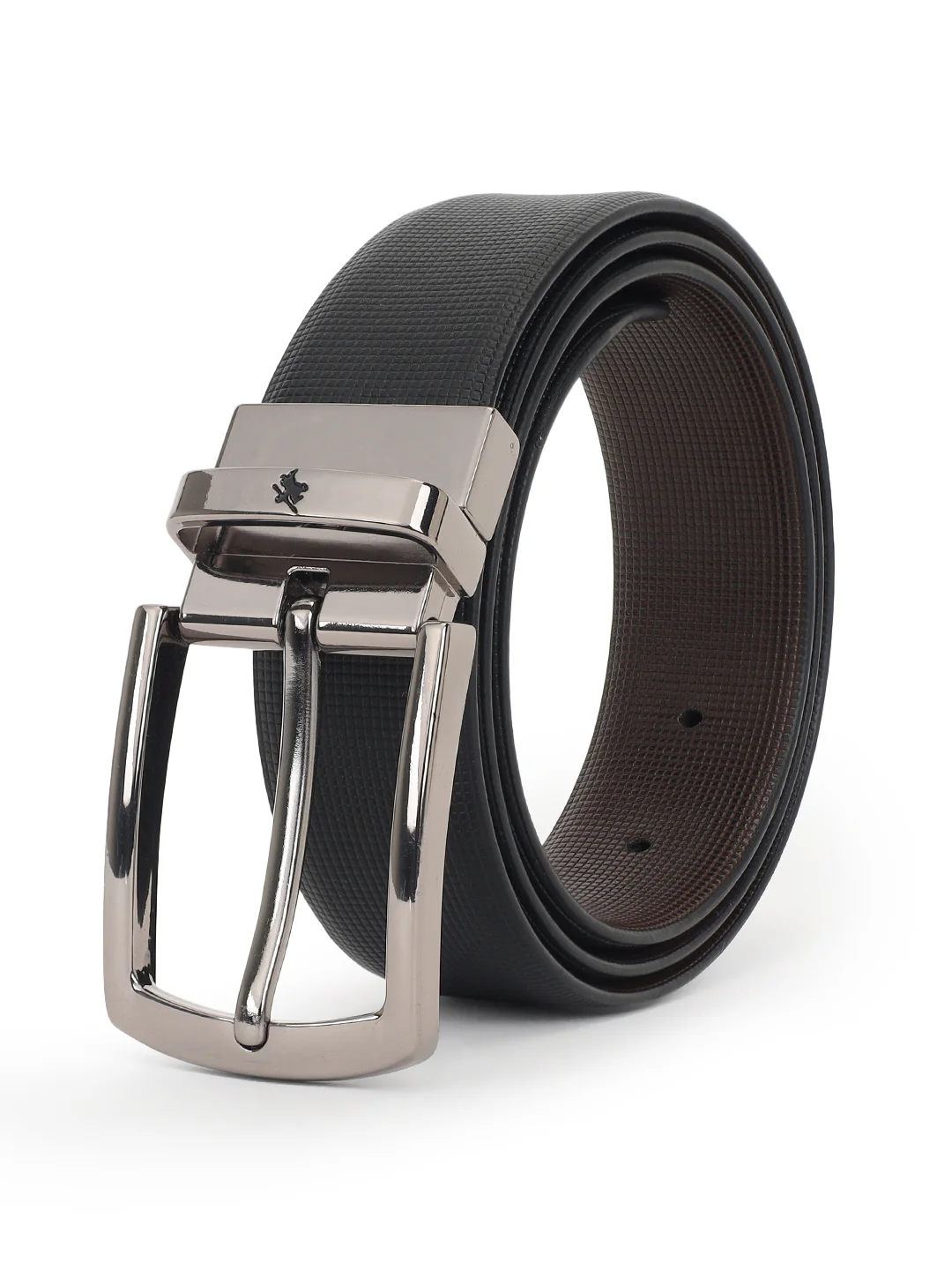 Men's Textured Black Brown Reversible Formal Belt - Image 2