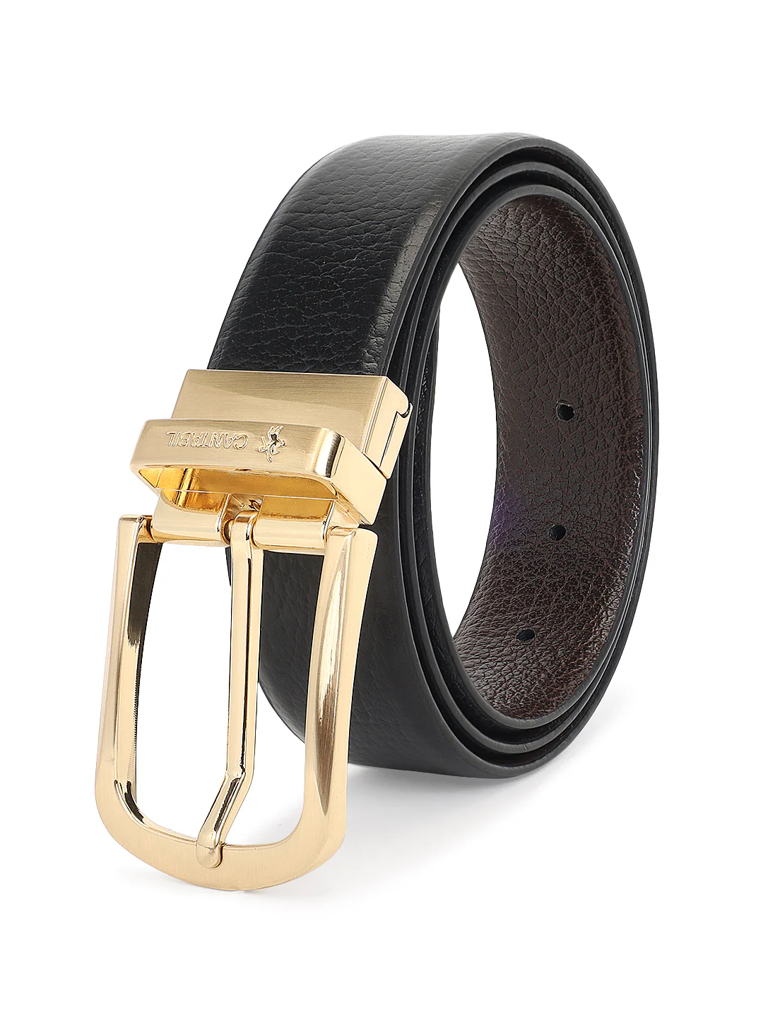 Men's Textured Black Brown Reversible Formal Belt - Image 2