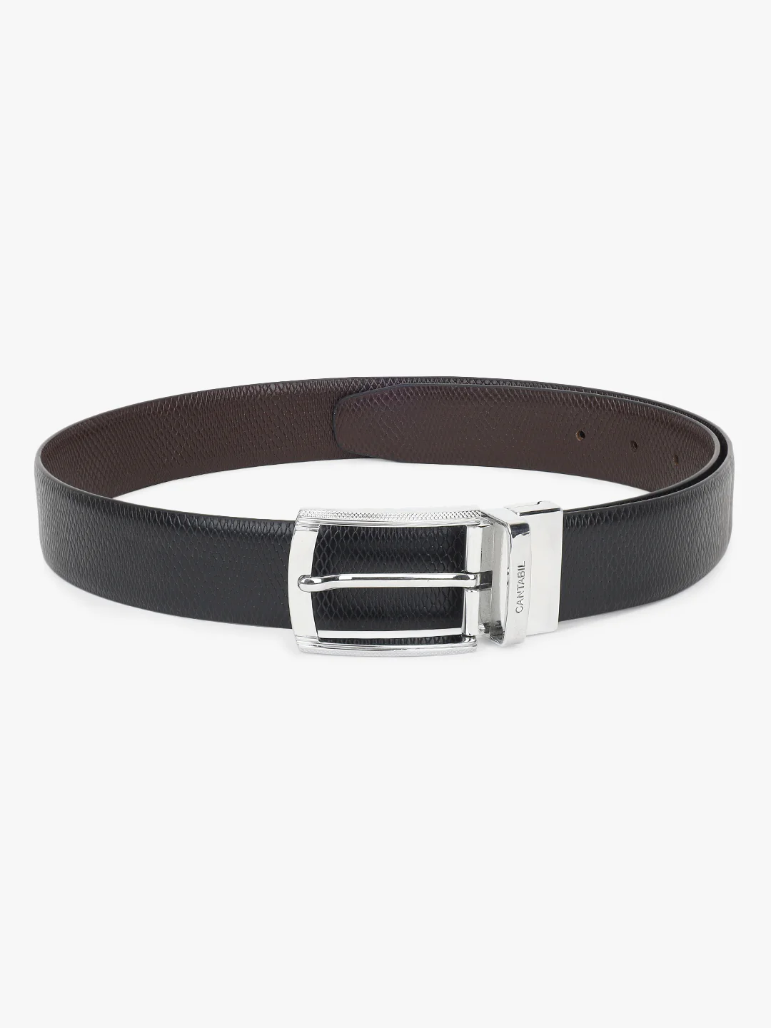 Men's Textured Black Brown Reversible Formal Belt - Image 4