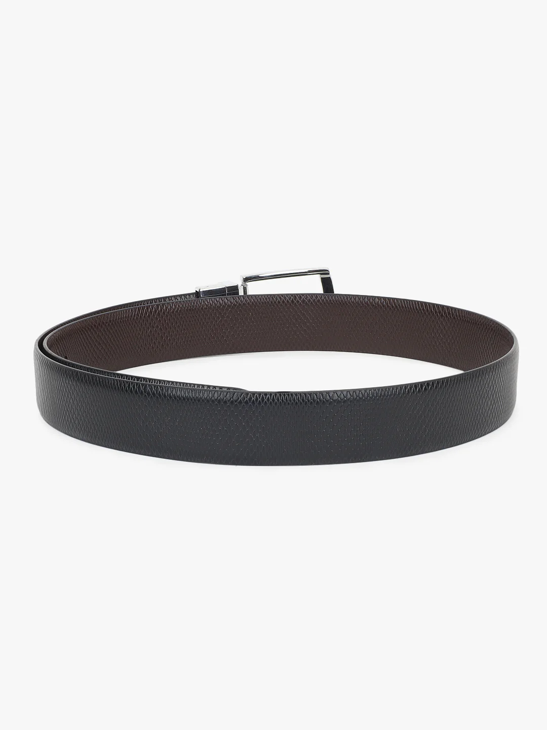 Men's Textured Black Brown Reversible Formal Belt - Image 5