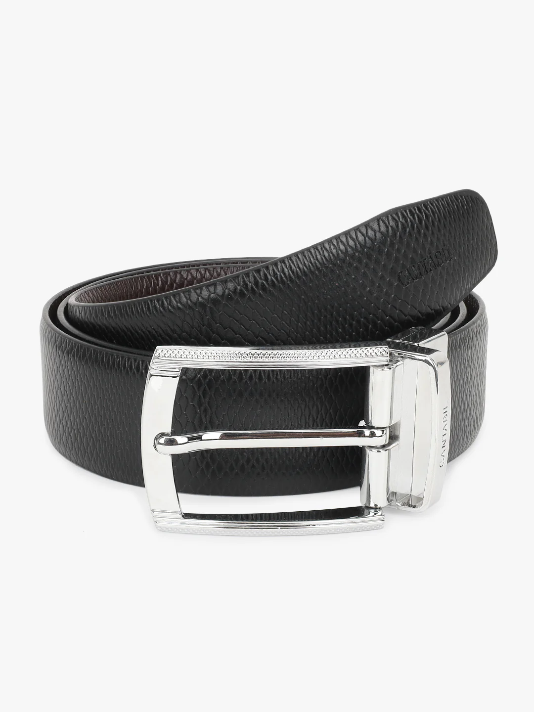 Men's Textured Black Brown Reversible Formal Belt - Image 6