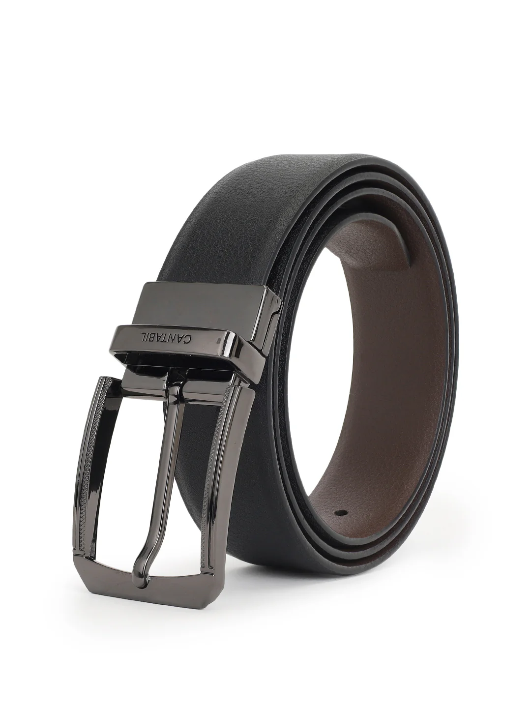 Men's Textured Black Brown Reversible Formal Belt - Image 3