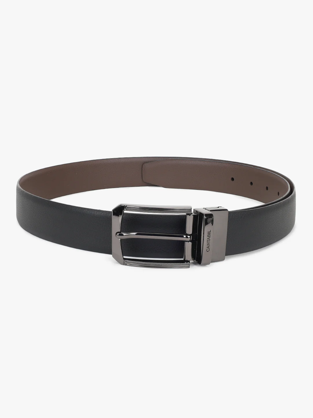 Men's Textured Black Brown Reversible Formal Belt - Image 4