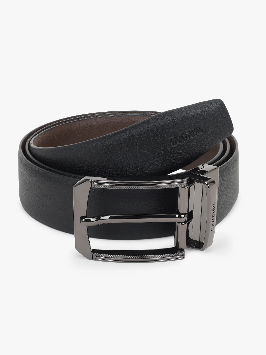 Men's Textured Black Brown Reversible Formal Belt - Image 6