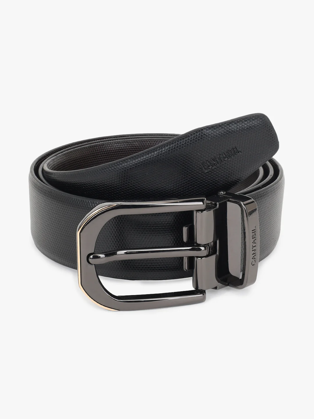 Men's Textured Black Brown Reversible Formal Belt - Image 6