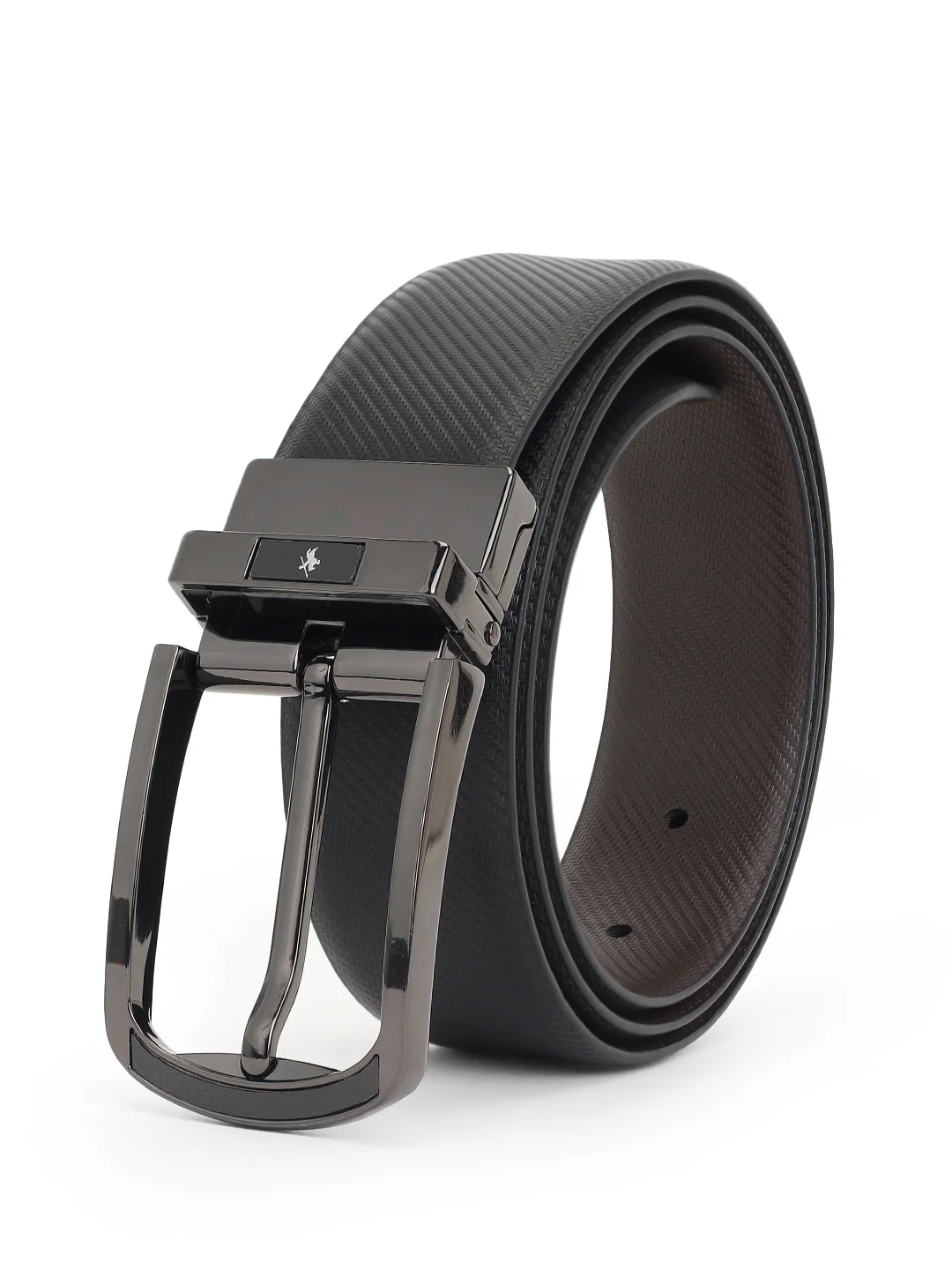 Men's Textured Black Brown Reversible Formal Belt - Image 2
