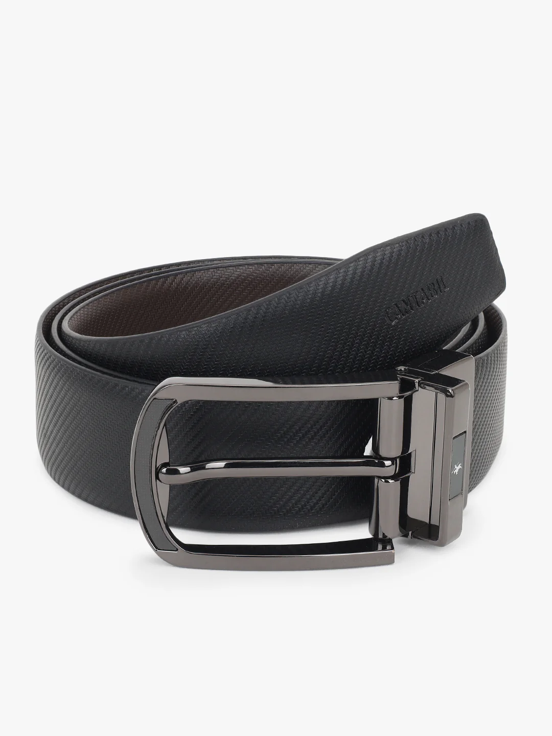 Men's Textured Black Brown Reversible Formal Belt - Image 3