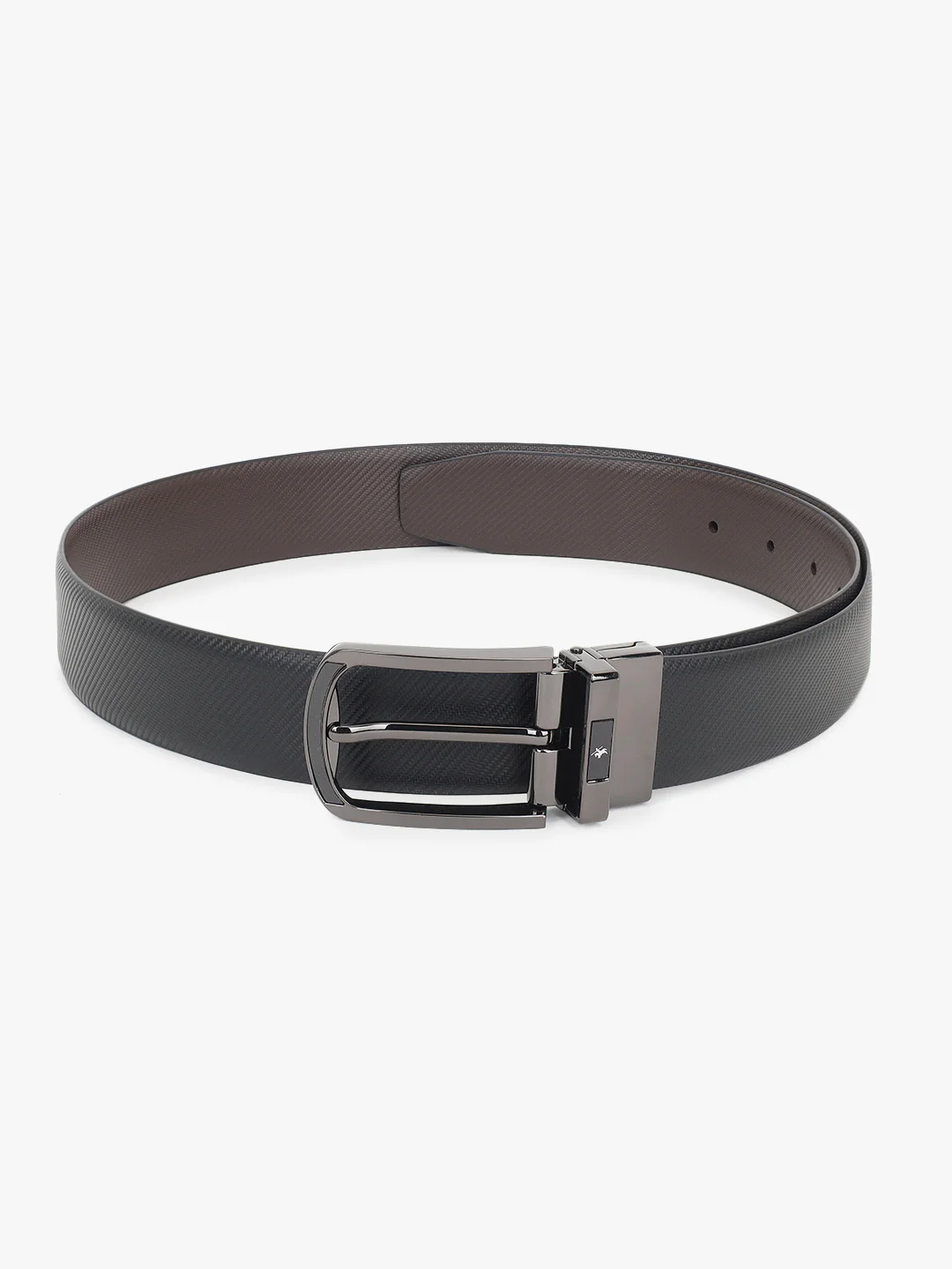 Men's Textured Black Brown Reversible Formal Belt - Image 5
