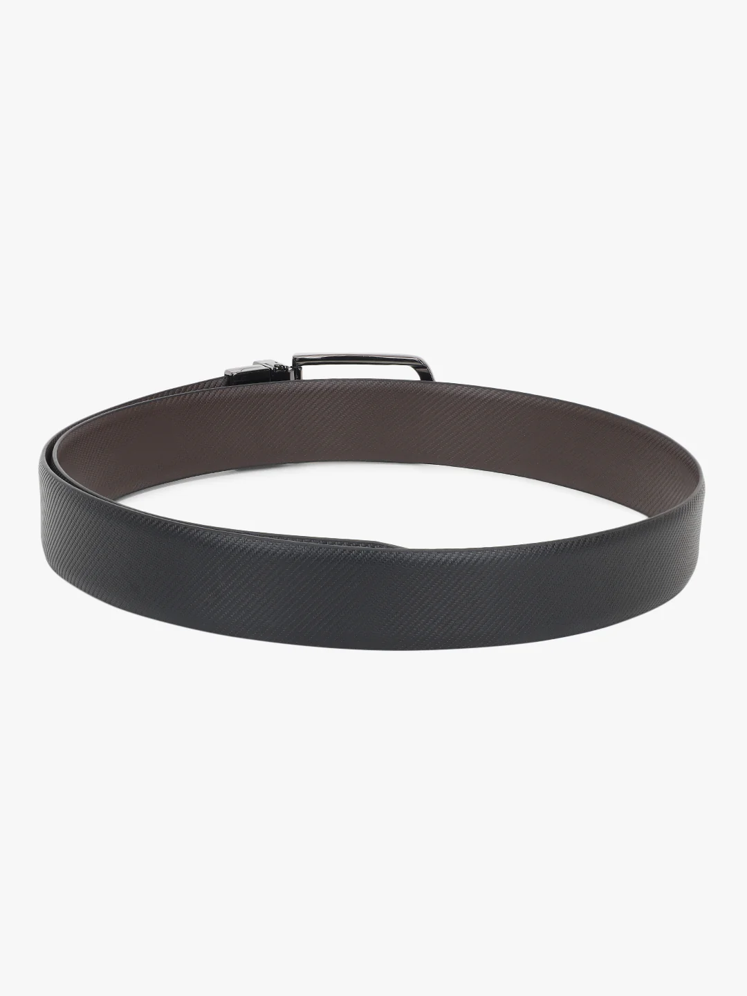 Men's Textured Black Brown Reversible Formal Belt - Image 6