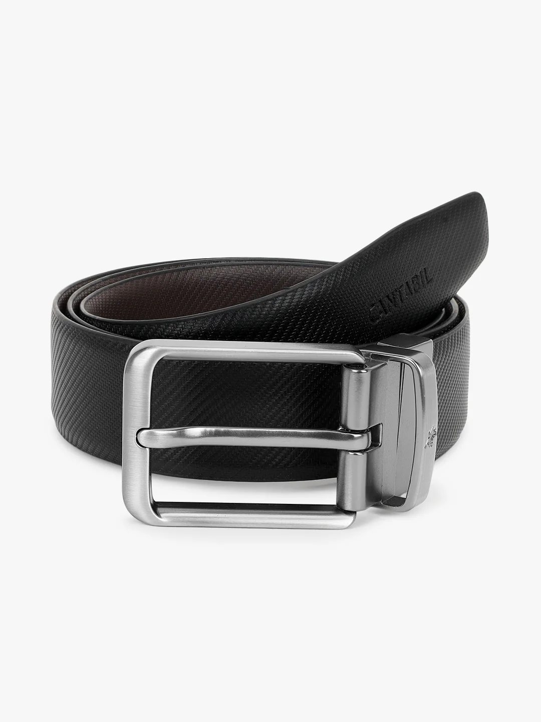 Men's Textured Black Brown Reversible Formal Belt - Image 2