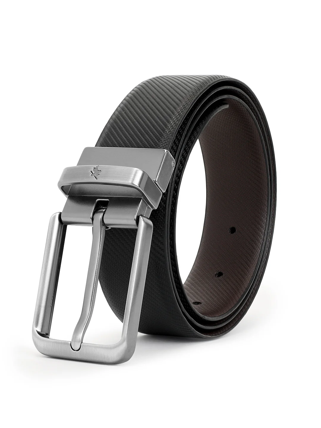 Men's Textured Black Brown Reversible Formal Belt - Image 4