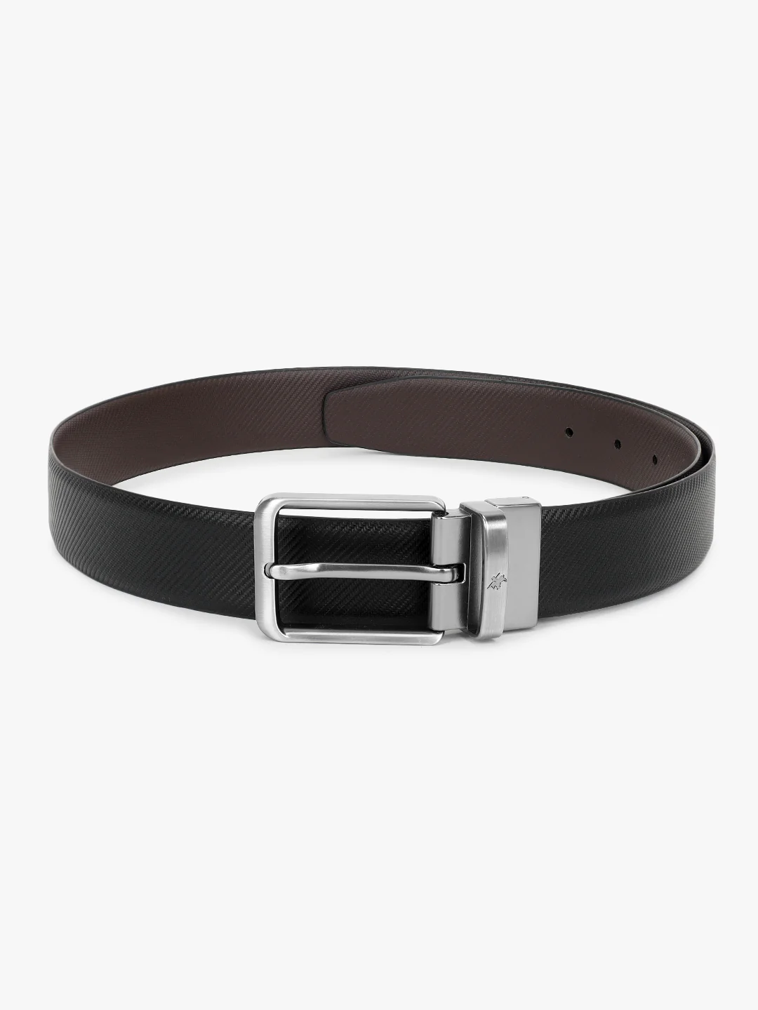Men's Textured Black Brown Reversible Formal Belt - Image 5