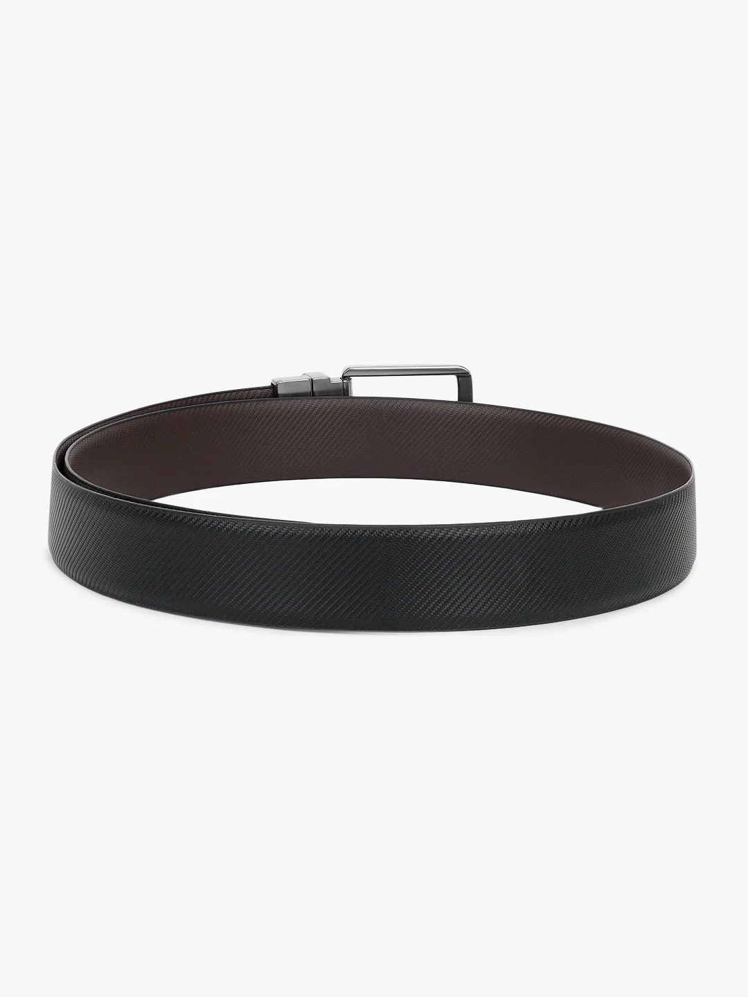 Men's Textured Black Brown Reversible Formal Belt - Image 6