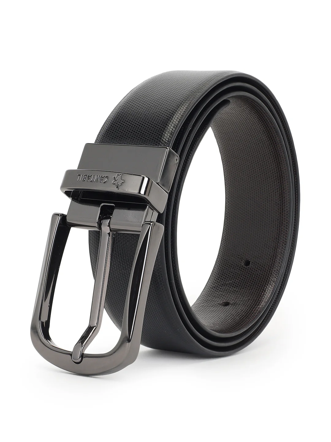 Men's Textured Black Brown Reversible Formal Belt - Image 2