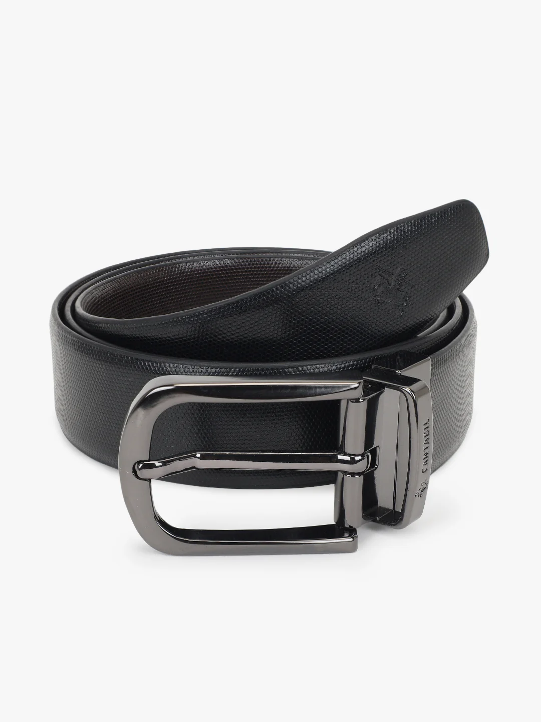 Men's Textured Black Brown Reversible Formal Belt - Image 4