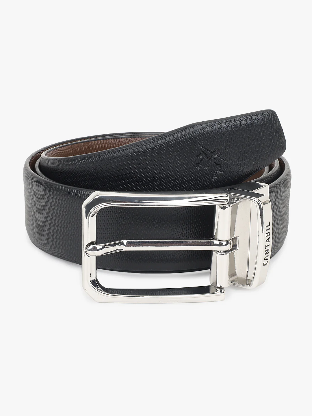 Men's Textured Black Brown Reversible Formal Belt - Image 2