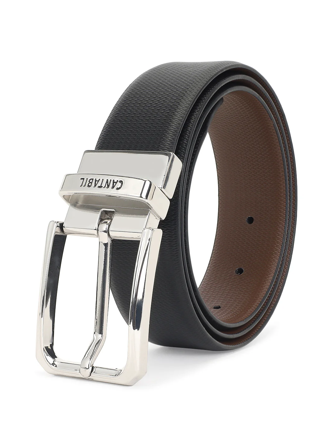 Men's Textured Black Brown Reversible Formal Belt - Image 4