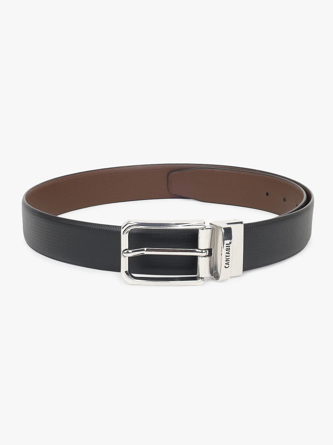 Men's Textured Black Brown Reversible Formal Belt - Image 5