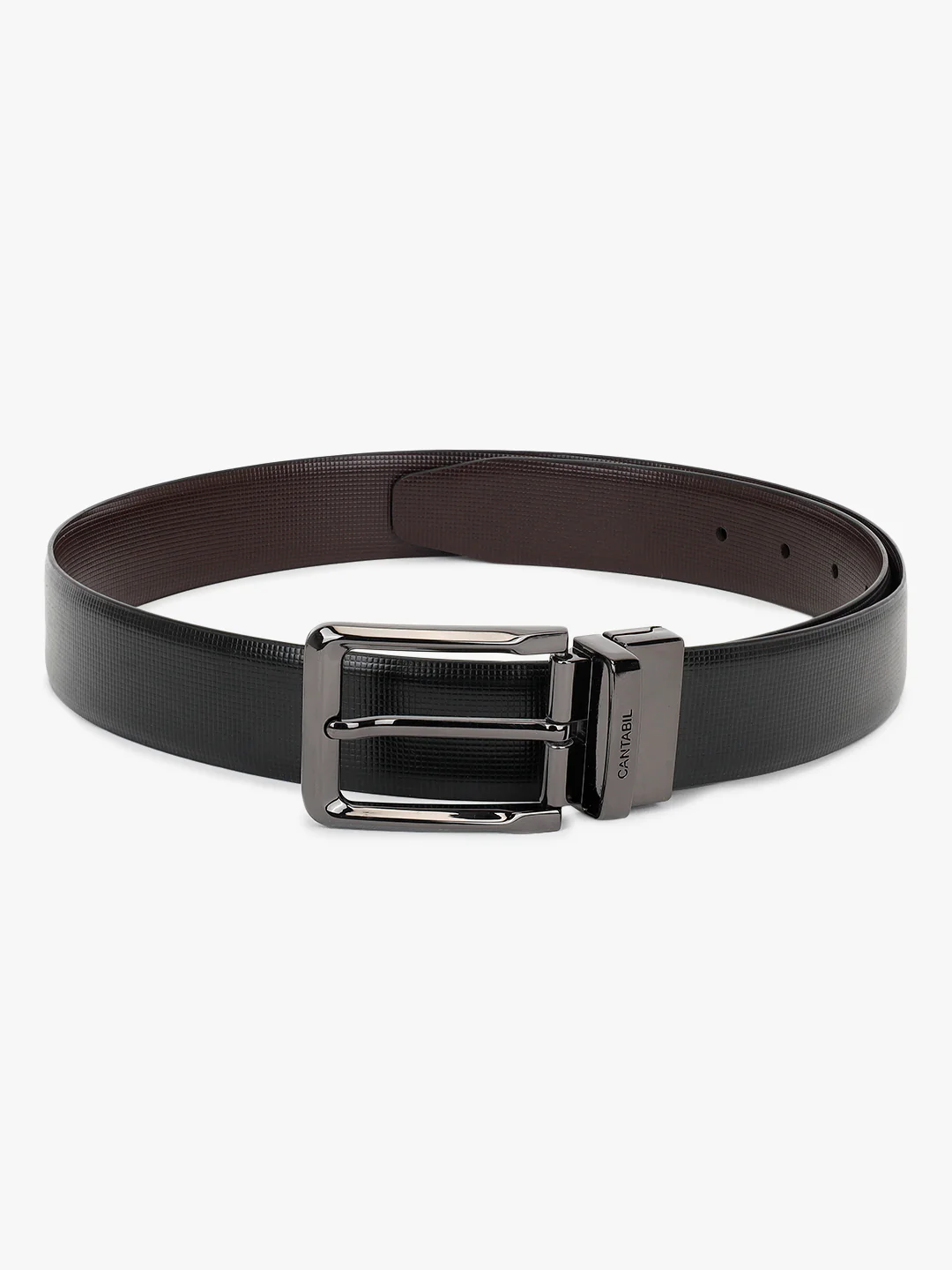 Men's Textured Black Brown Reversible Formal Belt - Image 4
