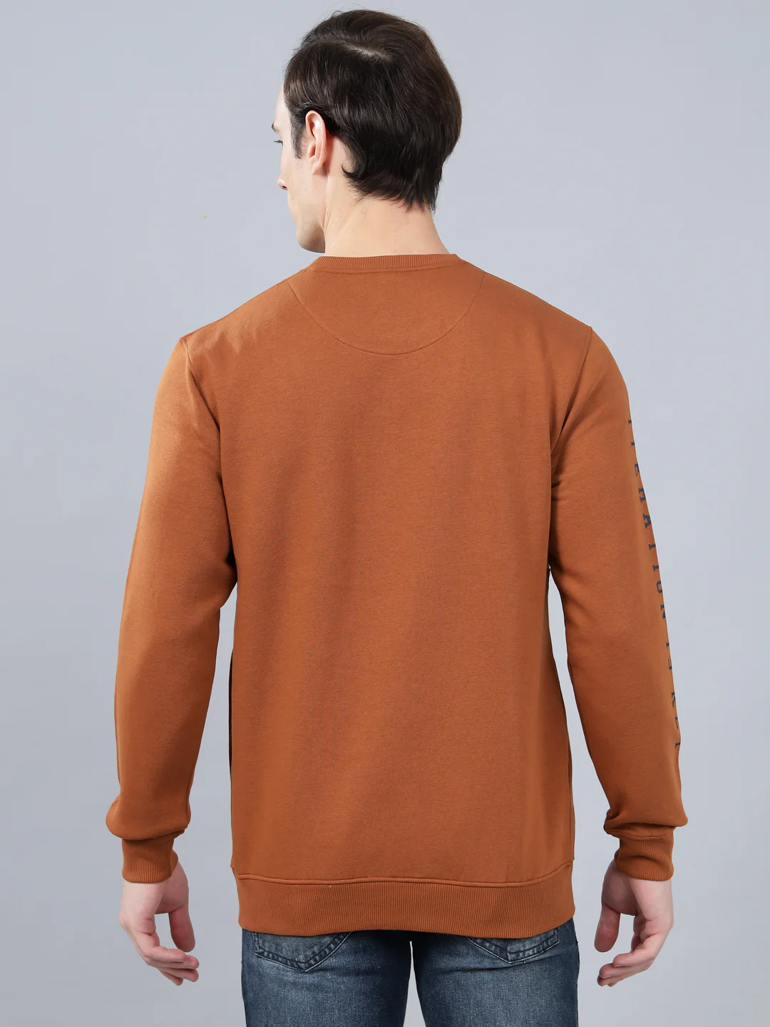 Men's Typography Printed Brown Round Neck Sweatshirt - Image 2