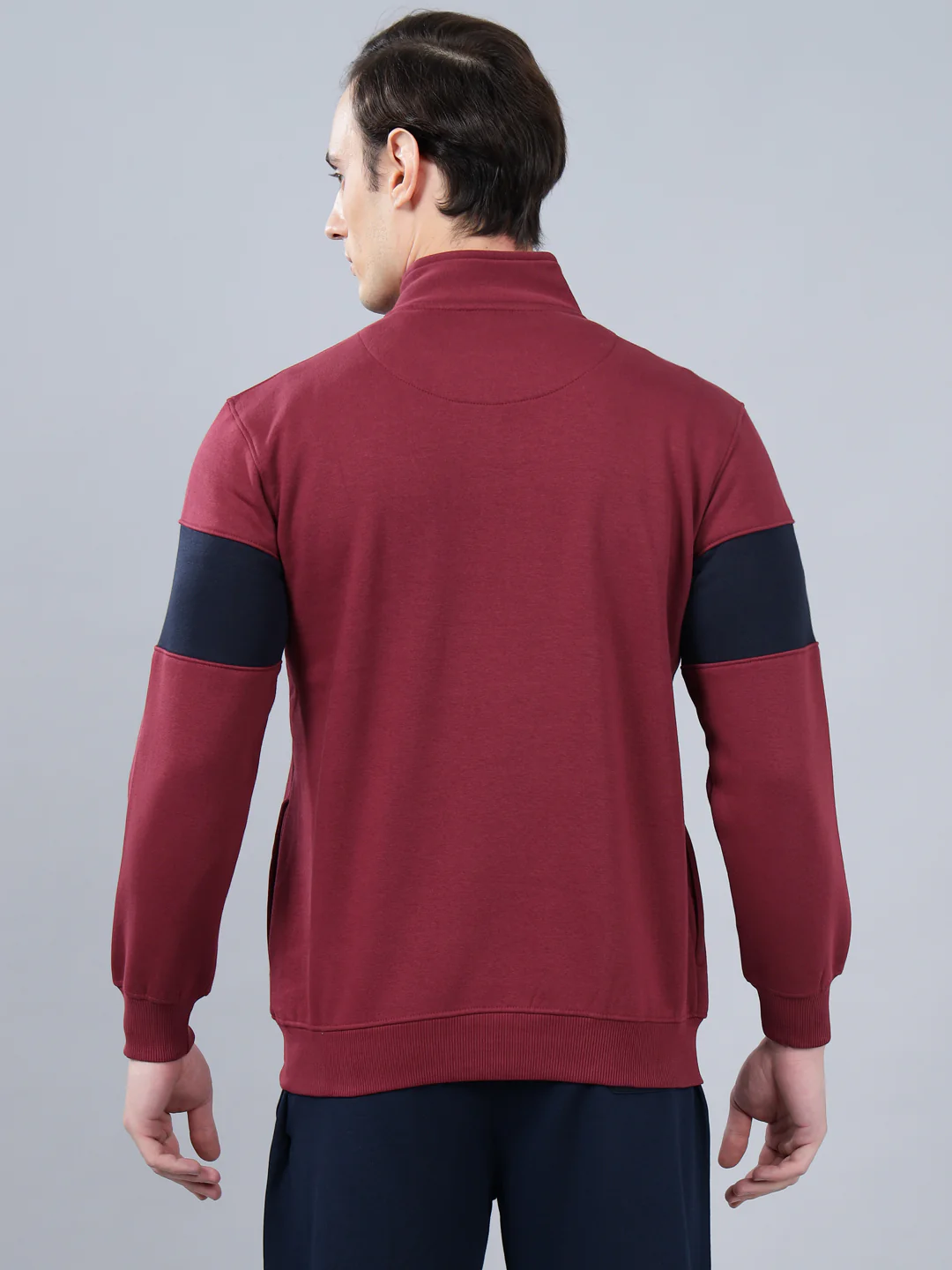 Men's Typography Printed Maroon High Neck Sweatshirt - Image 2