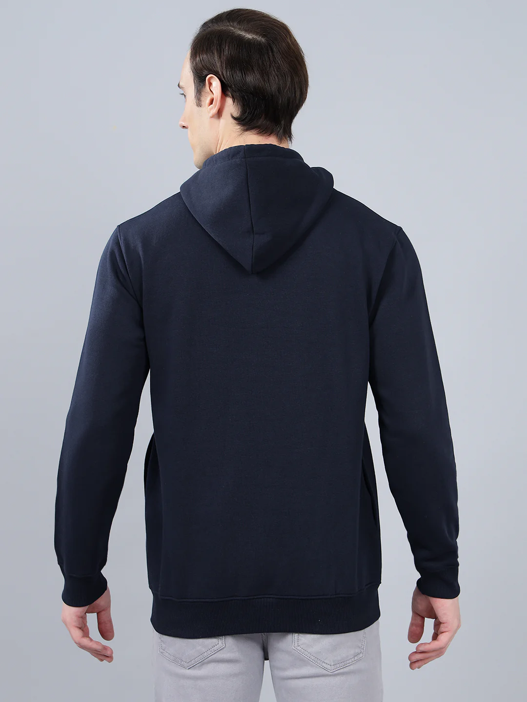 Men's Typography Printed Navy Blue Hoody Neck Sweatshirt - Image 2