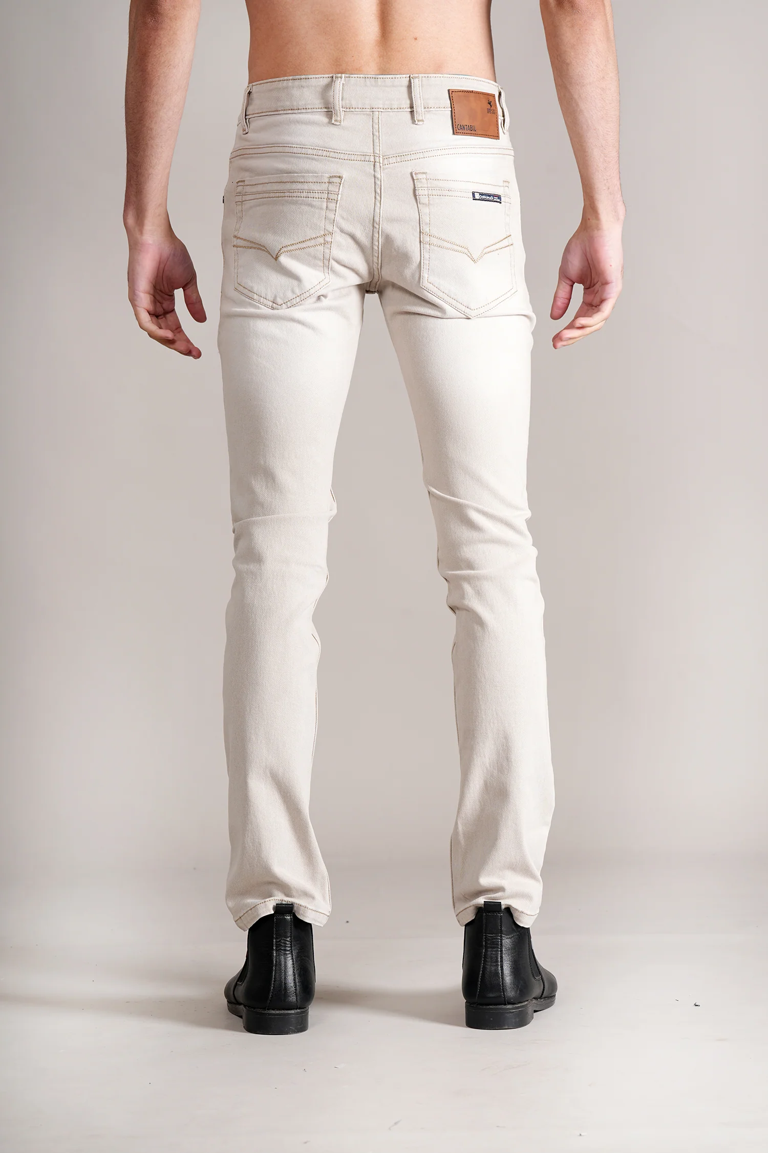 Denim Jeans for Men l Breathable & Soft with Color Fastness Ultra Narrow Fit Cotton Fabric Solid Pattern Button Closure - Image 5