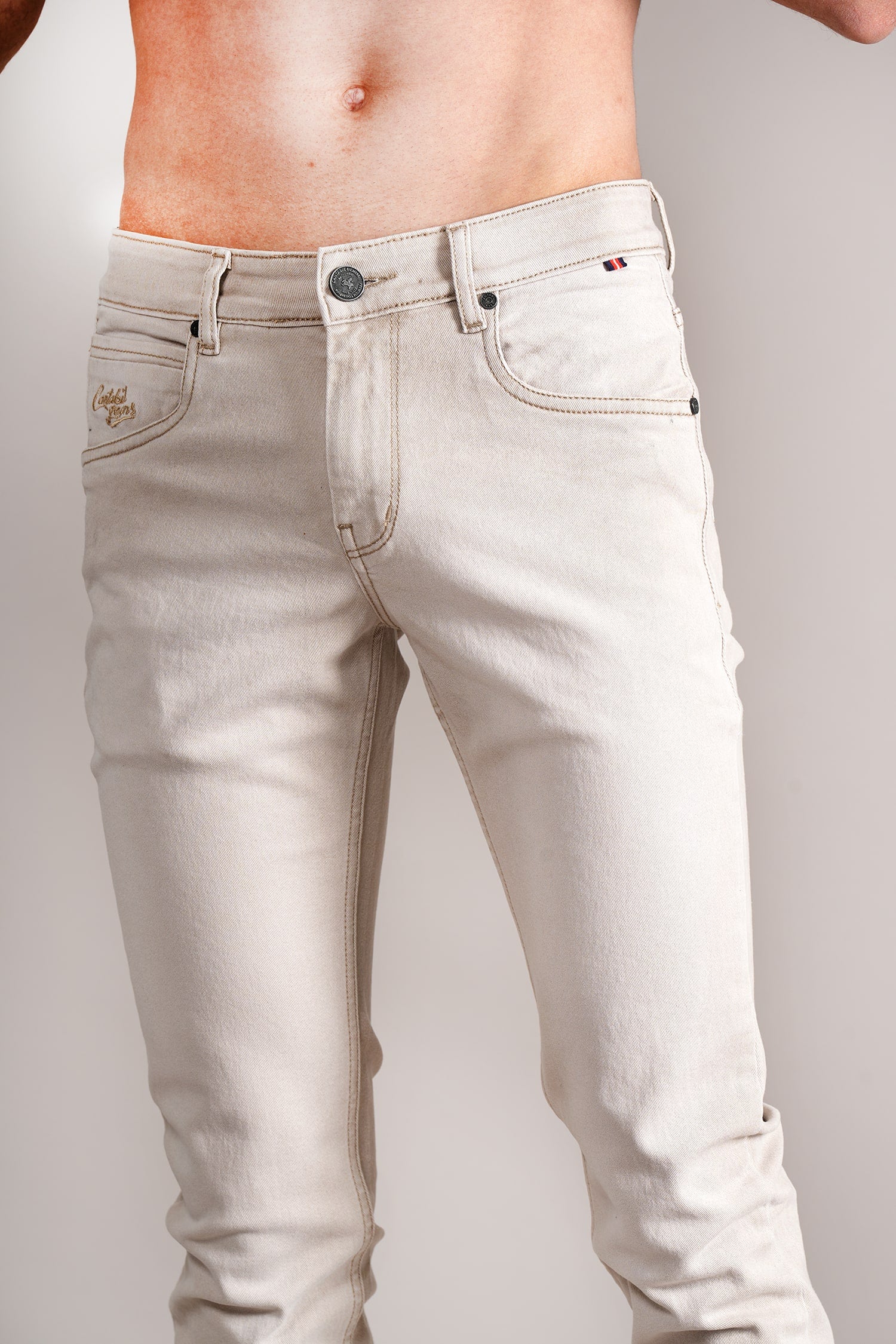 Denim Jeans for Men l Breathable & Soft with Color Fastness Ultra Narrow Fit Cotton Fabric Solid Pattern Button Closure - Image 6