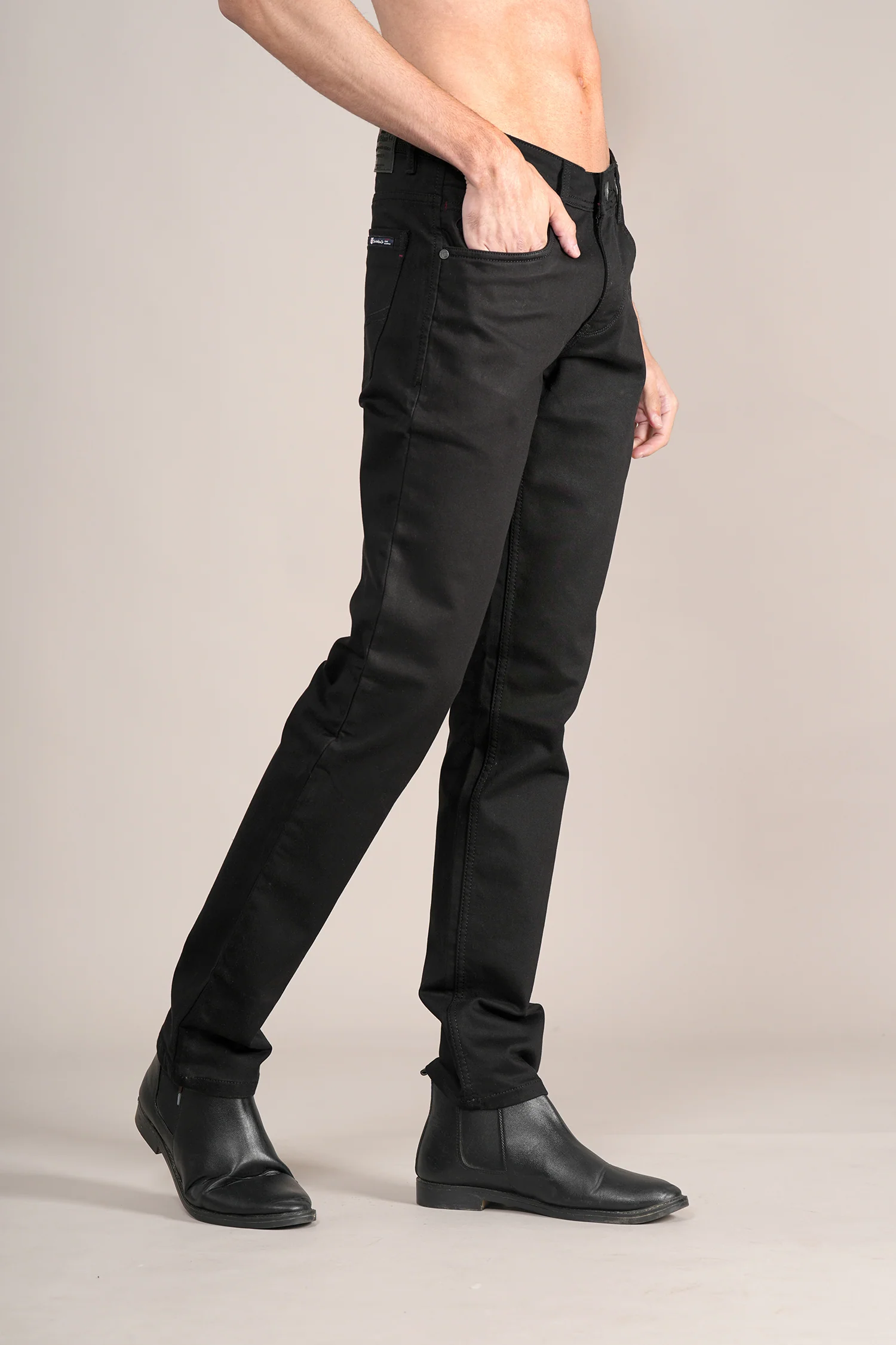 Denim Jeans for Men l Breathable & Soft with Color Fastness Ultra Narrow Fit Cotton Fabric Solid Pattern Button Closure - Image 4