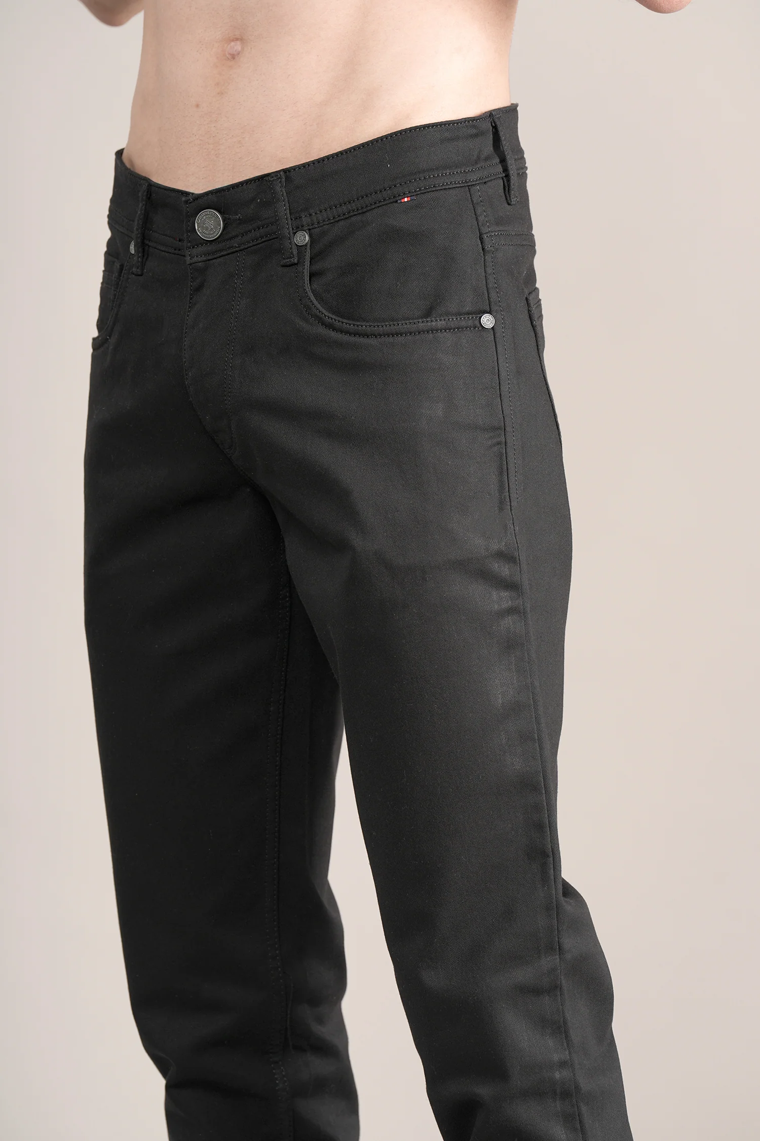 Denim Jeans for Men l Breathable & Soft with Color Fastness Ultra Narrow Fit Cotton Fabric Solid Pattern Button Closure - Image 6