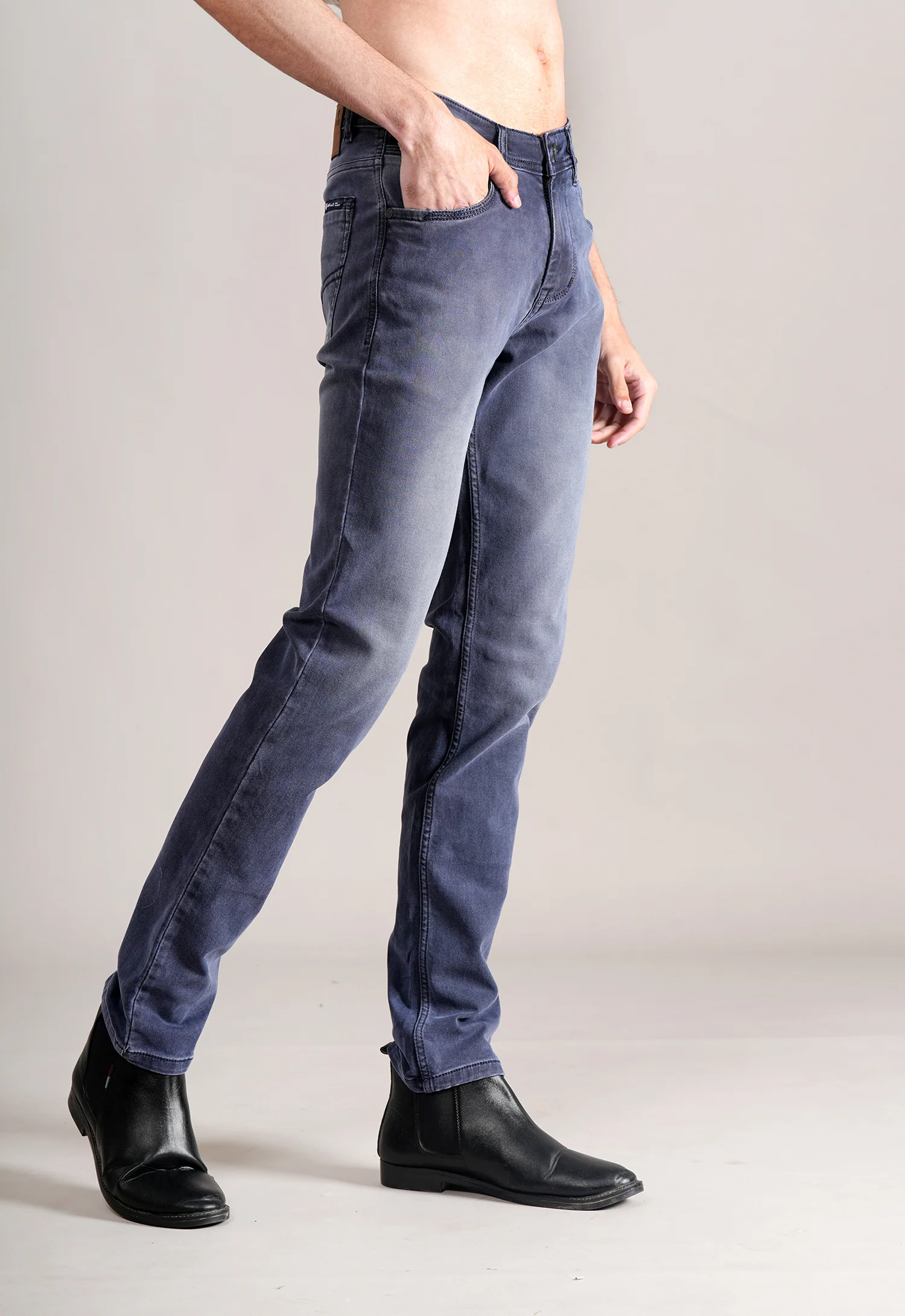 Denim Jeans for Men l Breathable & Soft with Color Fastness Ultra Narrow Fit Cotton Fabric Solid Pattern Button Closure - Image 4