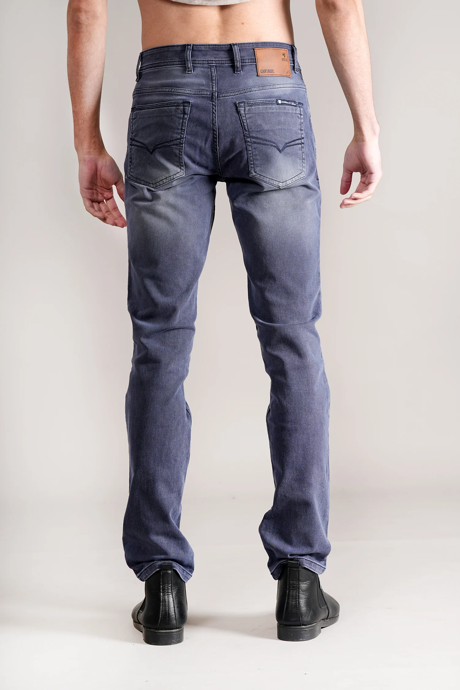 Denim Jeans for Men l Breathable & Soft with Color Fastness Ultra Narrow Fit Cotton Fabric Solid Pattern Button Closure - Image 5