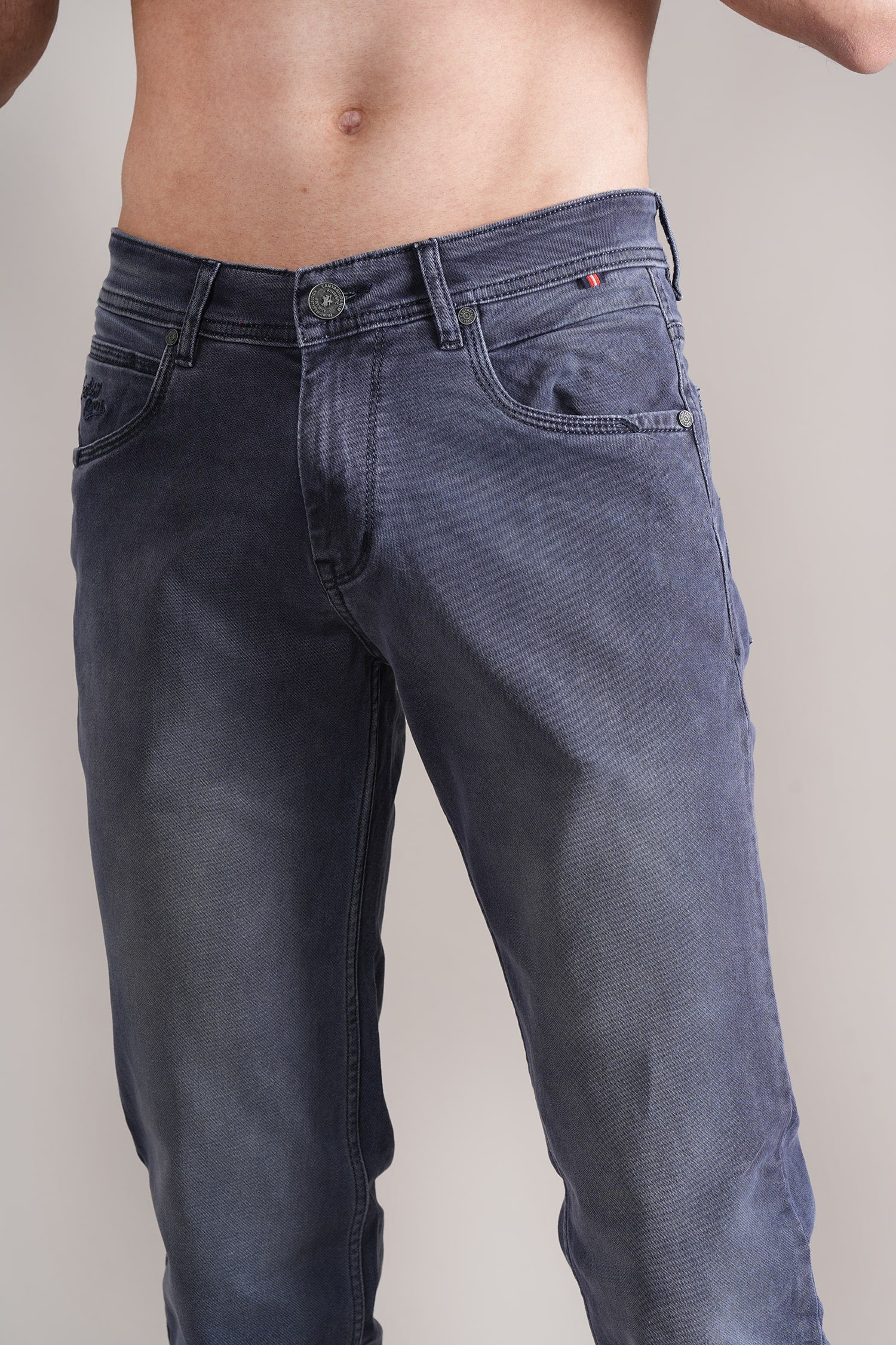 Denim Jeans for Men l Breathable & Soft with Color Fastness Ultra Narrow Fit Cotton Fabric Solid Pattern Button Closure - Image 6