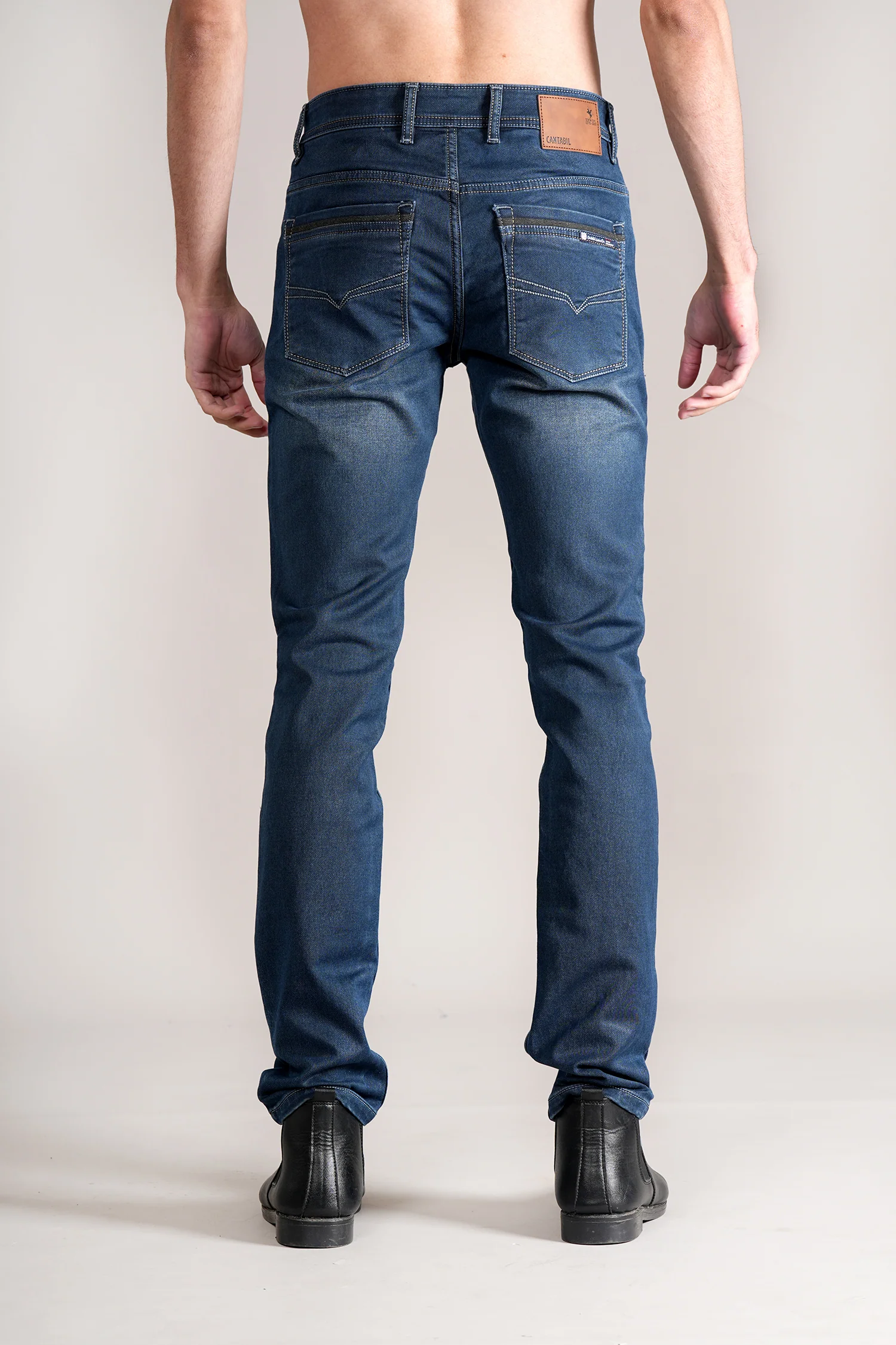Denim Jeans for Men l Breathable & Soft with Color Fastness Ultra Narrow Fit Cotton Fabric Solid Pattern Button Closure - Image 5