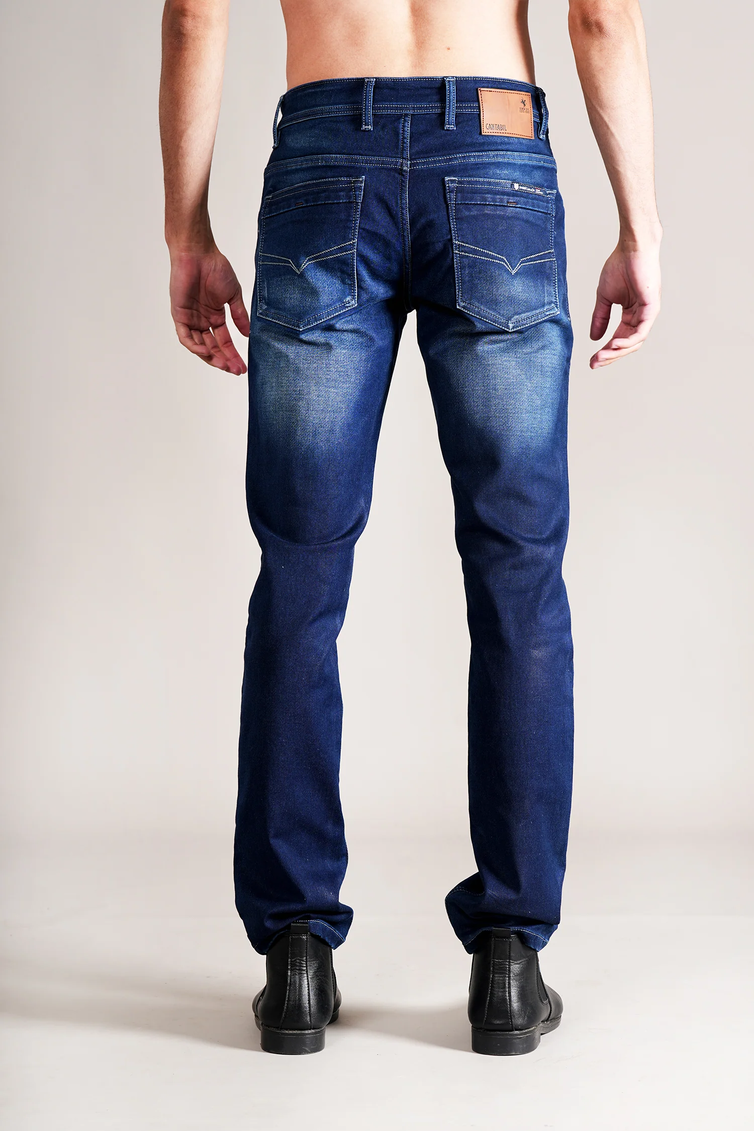 Denim Jeans for Men l Breathable & Soft with Color Fastness Ultra Narrow Fit Cotton Fabric Solid Pattern Button Closure - Image 5