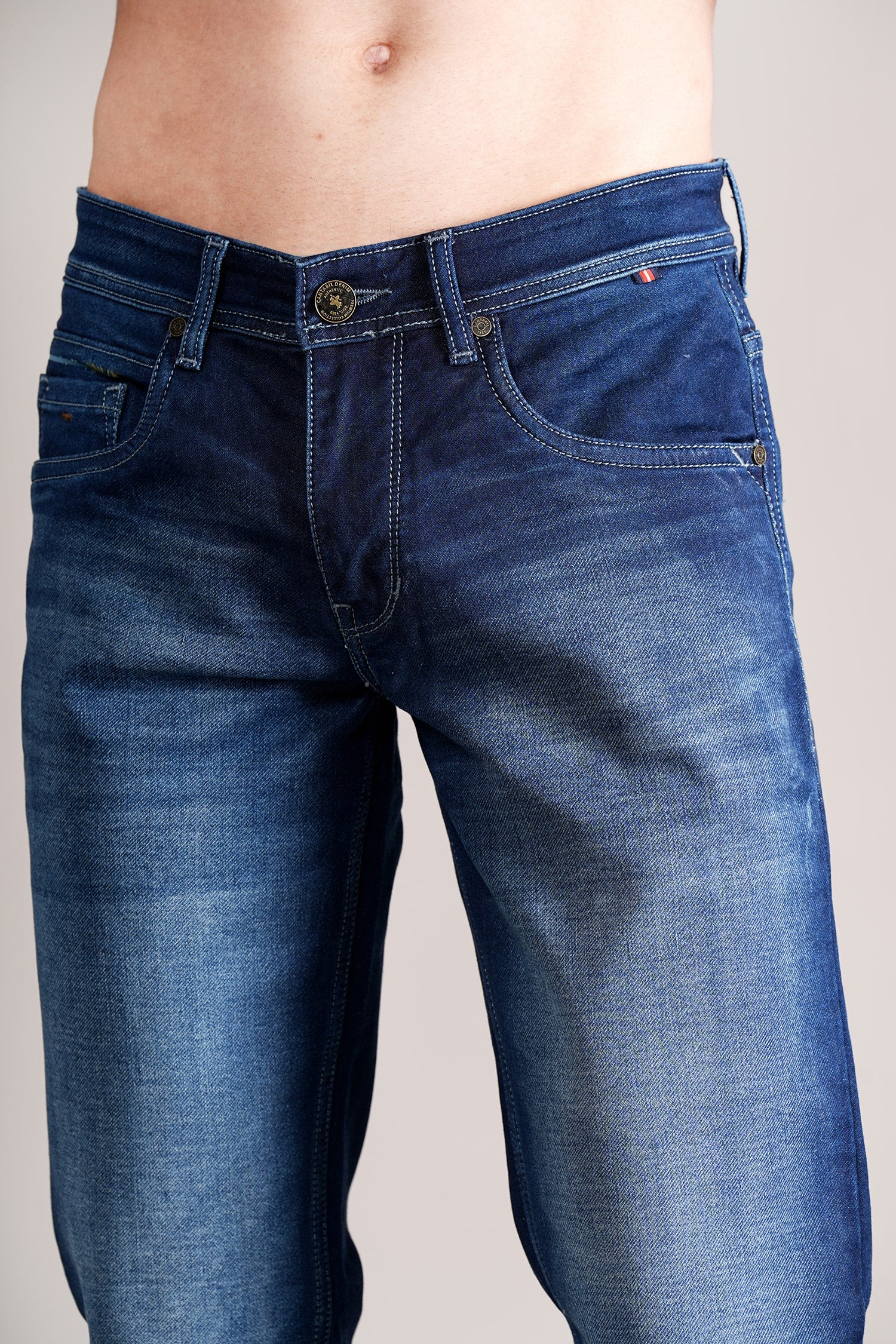 Denim Jeans for Men l Breathable & Soft with Color Fastness Ultra Narrow Fit Cotton Fabric Solid Pattern Button Closure - Image 6