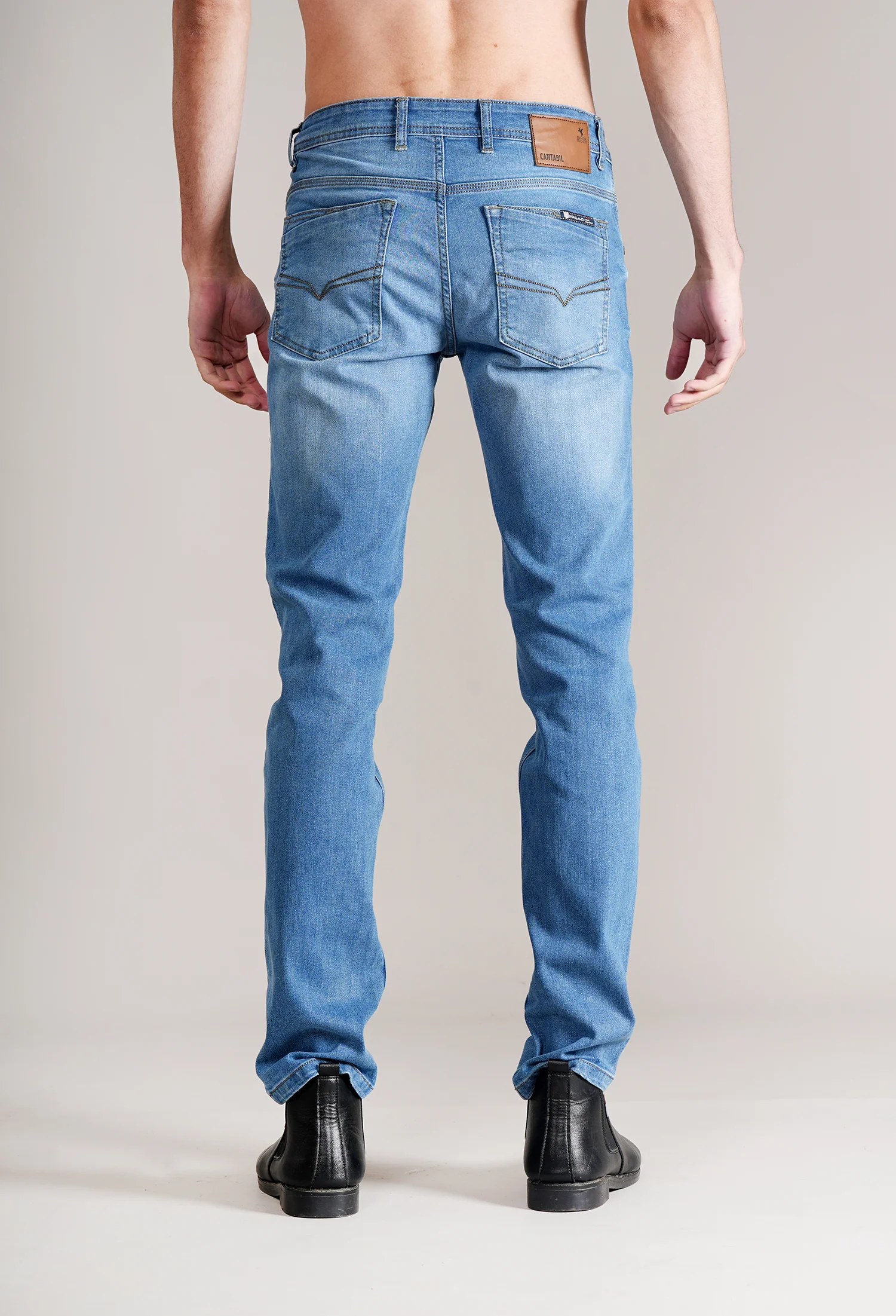 Denim Jeans for Men l Breathable & Soft with Color Fastness Ultra Narrow Fit Cotton Fabric Solid Pattern Button Closure - Image 5