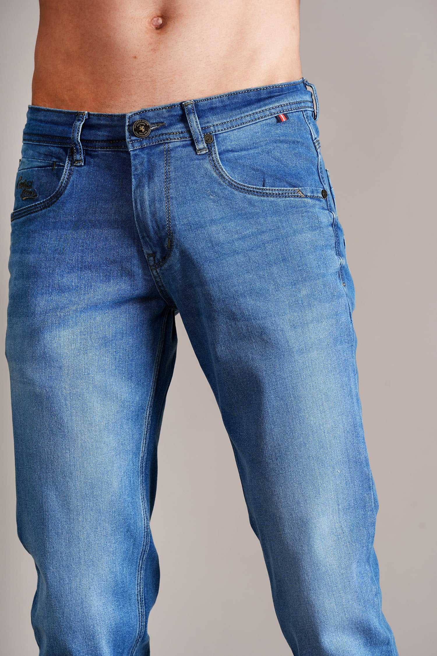 Denim Jeans for Men l Breathable & Soft with Color Fastness Ultra Narrow Fit Cotton Fabric Solid Pattern Button Closure - Image 6