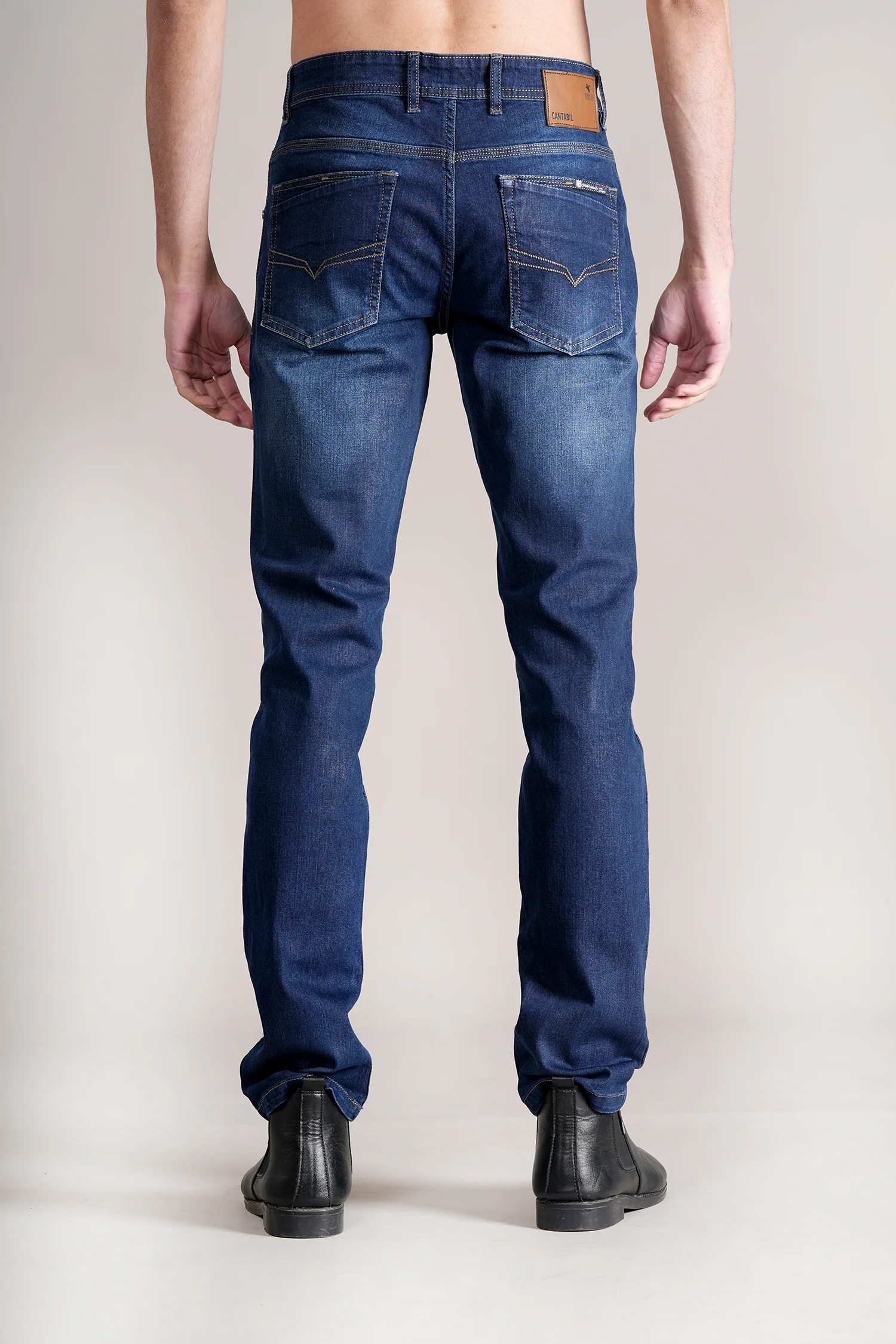 Denim Jeans for Men l Breathable & Soft with Color Fastness Ultra Narrow Fit Cotton Fabric Solid Pattern Button Closure - Image 2