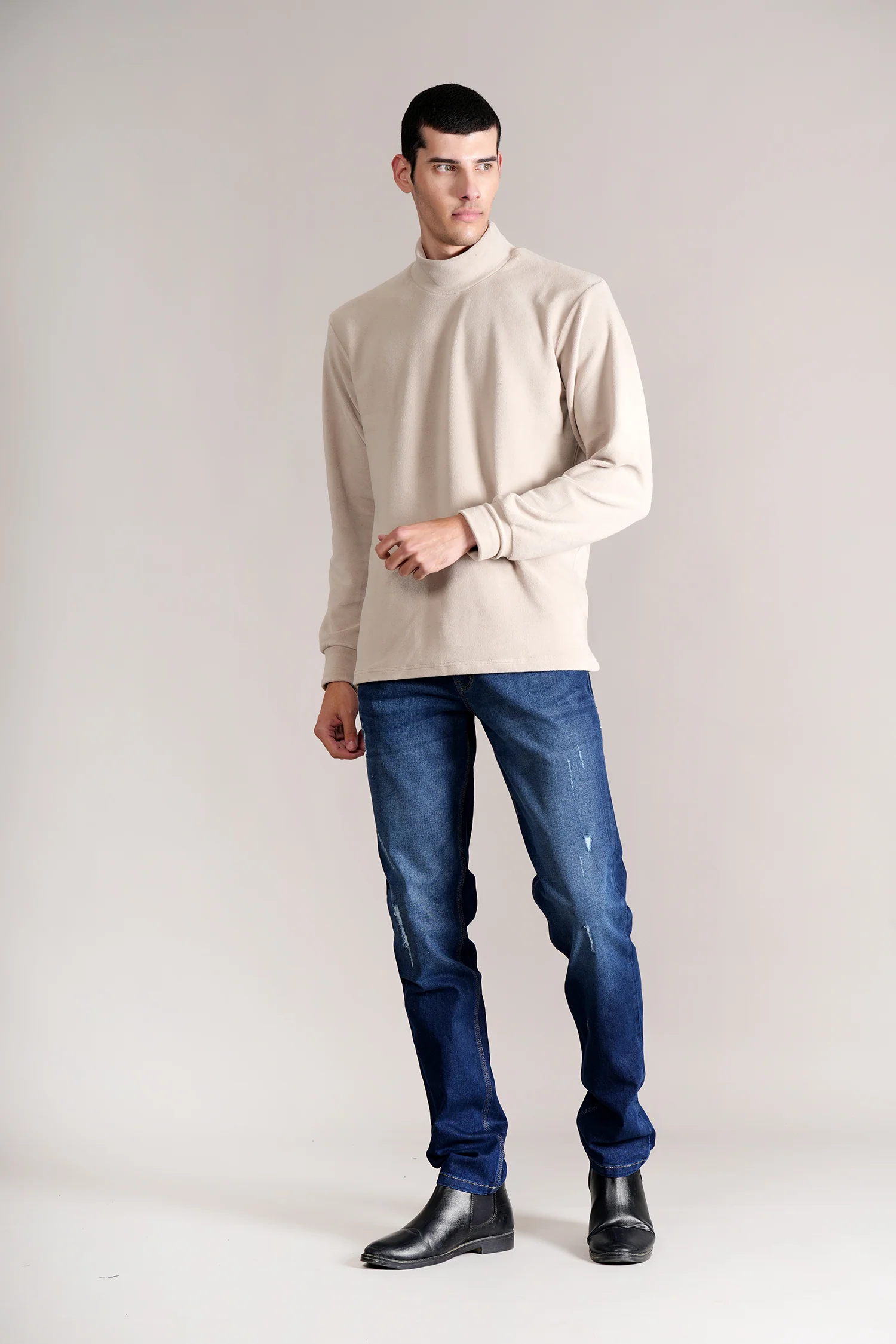 Denim Jeans for Men l Breathable & Soft with Color Fastness Ultra Narrow Fit Cotton Fabric Solid Pattern Button Closure - Image 3
