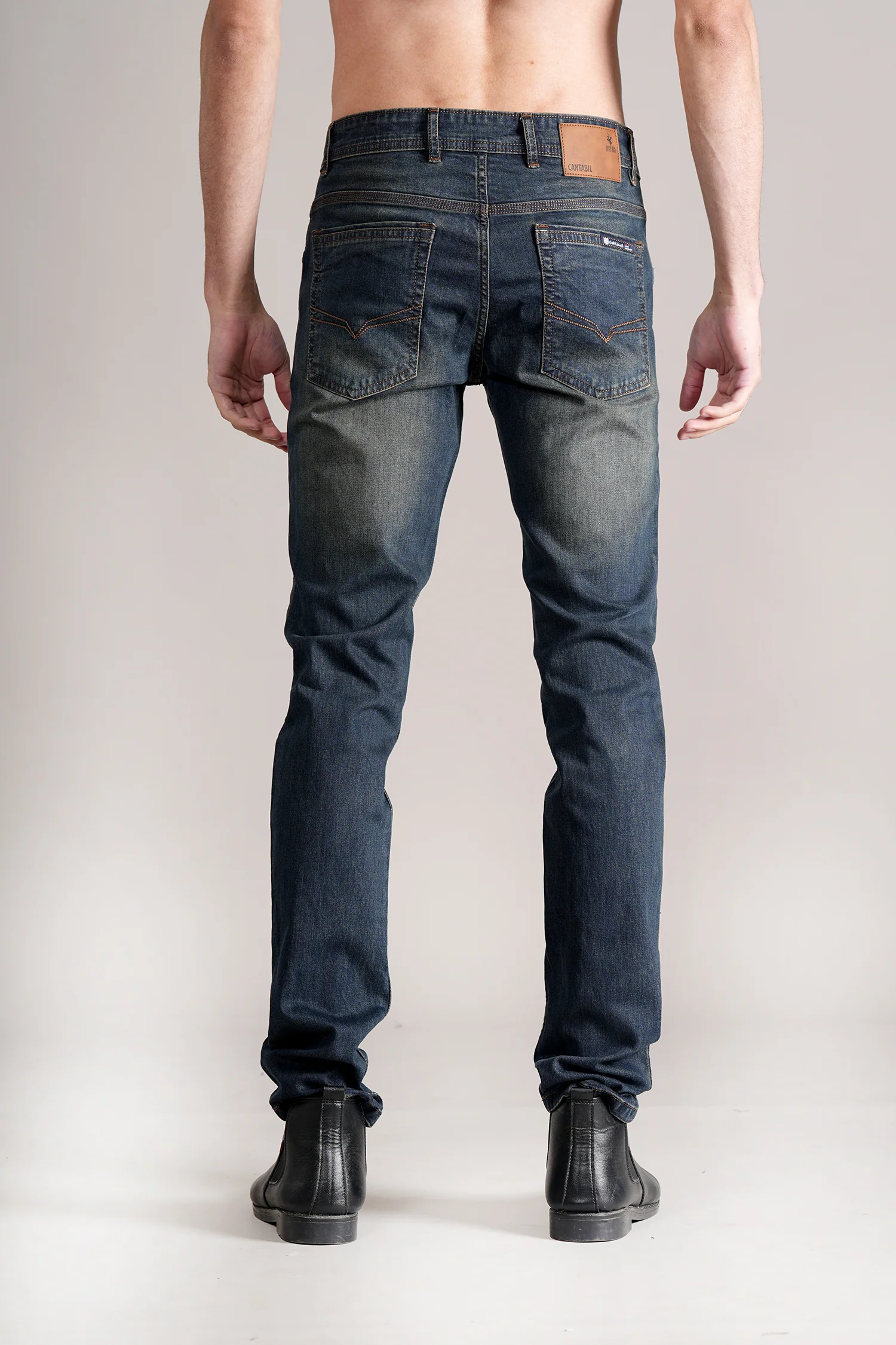 Denim Jeans for Men l Breathable & Soft with Color Fastness Ultra Narrow Fit Cotton Fabric Solid Pattern Button Closure - Image 5